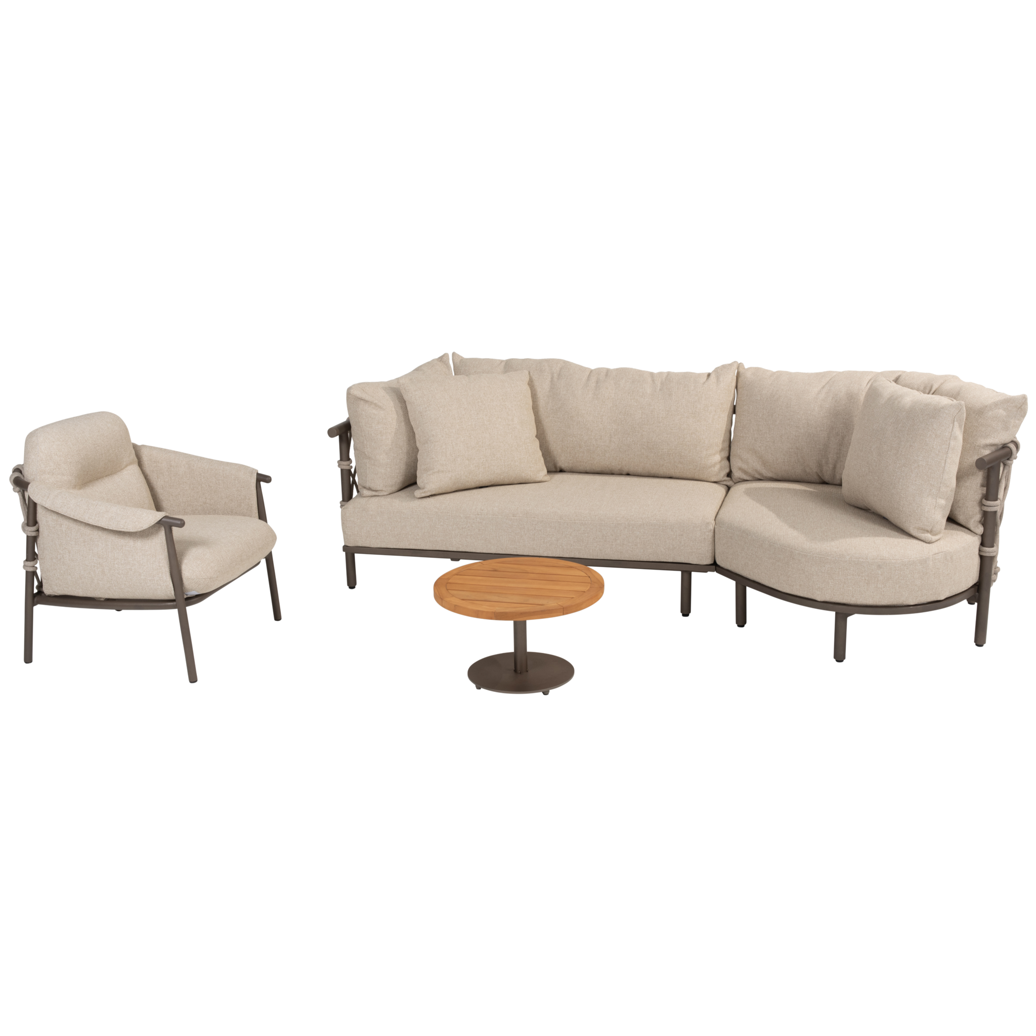4 Seasons Outdoor Ezra chaise longue organische loungeset 4 delig teak terre 