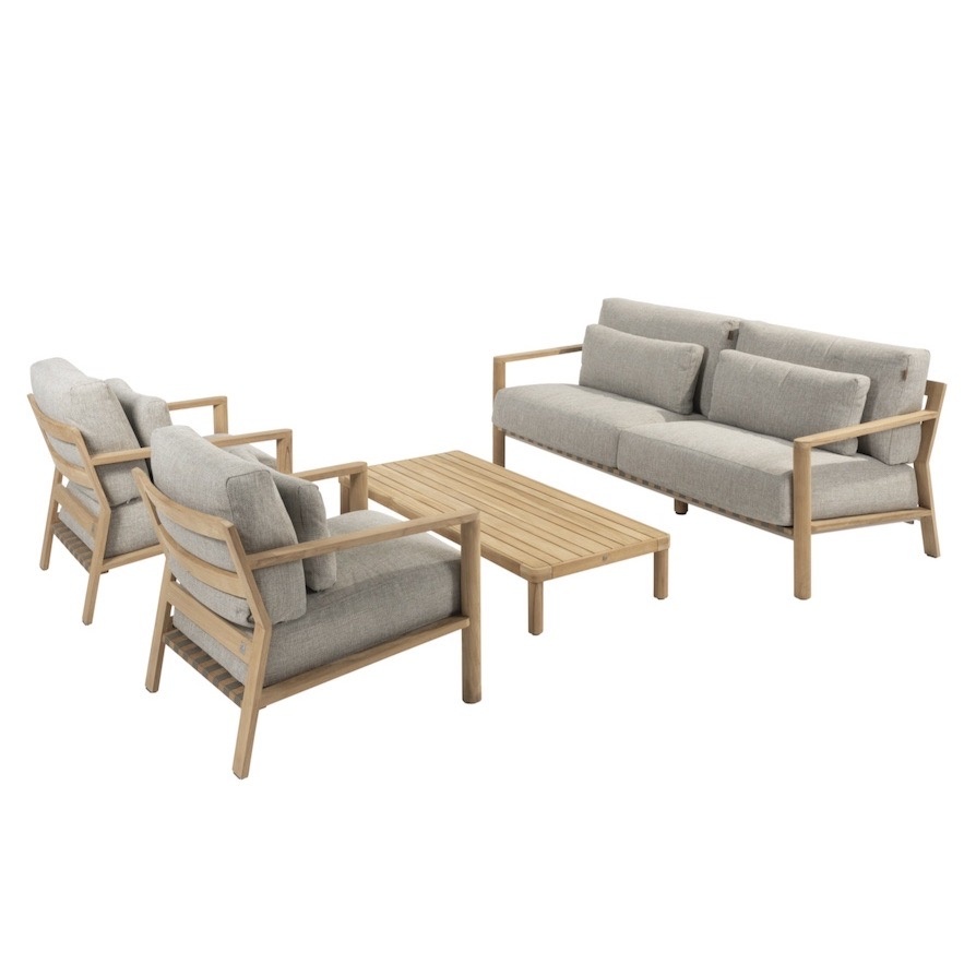 4 Seasons Outdoor Lucas stoel bank loungeset 4 delig naturel teak 