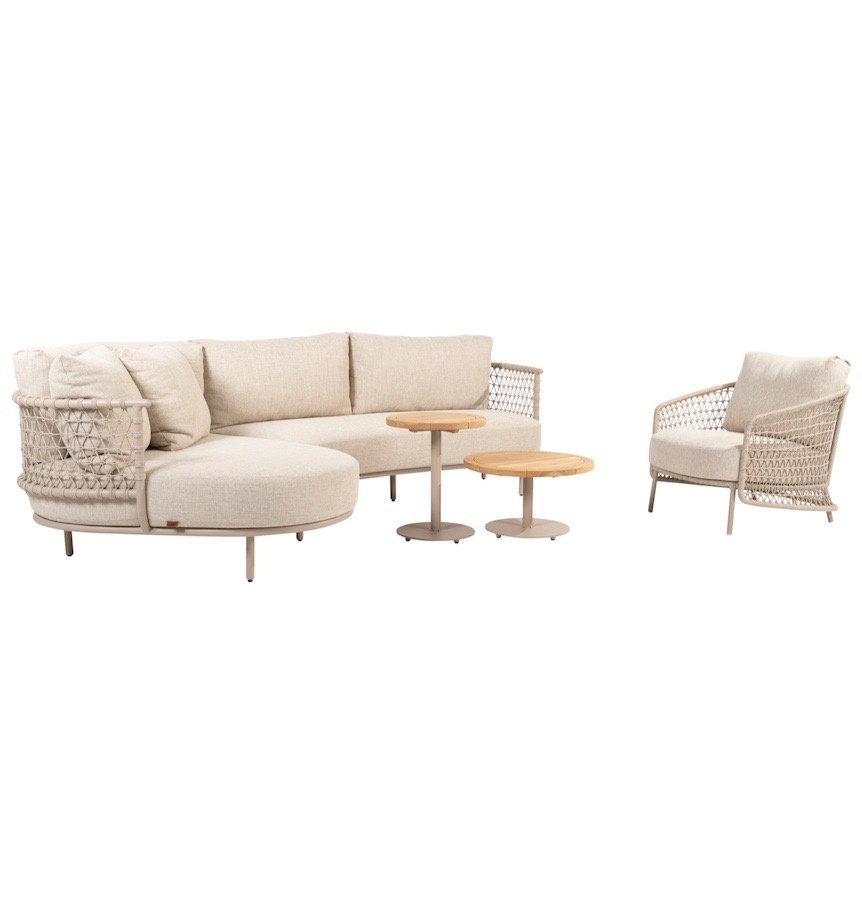 4 Seasons Outdoor Sardinia chaise longue loungeset 5 delig aluminum latte 