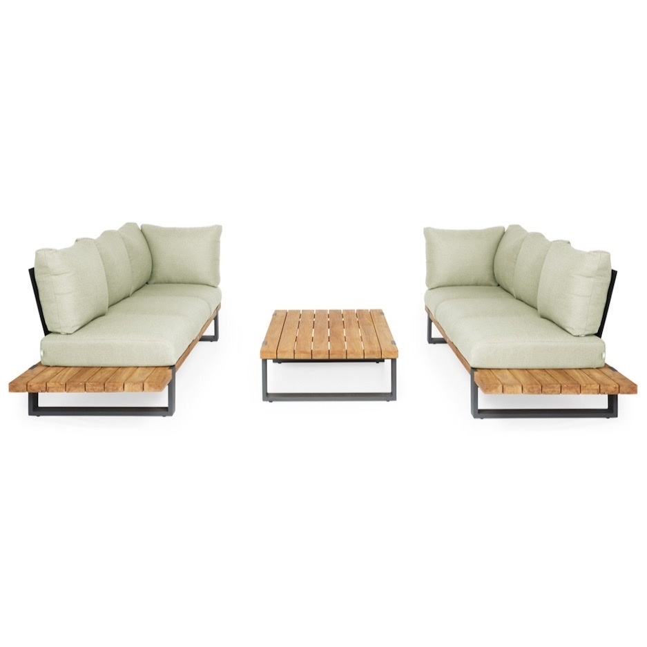 SUNS Nardo sofa loungeset 3 delig soft green mixed weave / matt royal grey