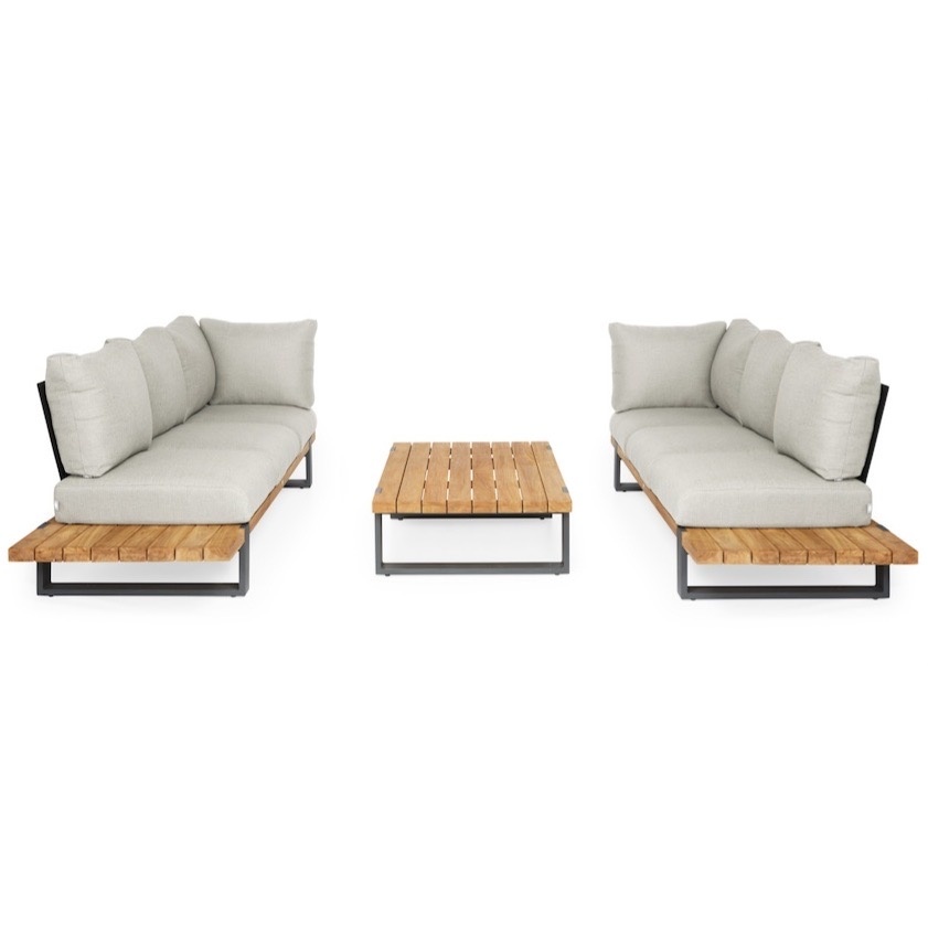 SUNS Nardo sofa loungeset 3 delig soft grey mixed weave / matt royal grey 