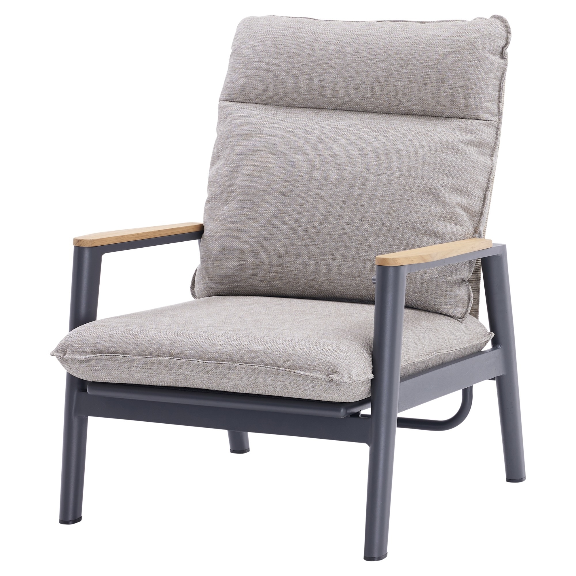 AVH-Collectie Alzano lounge tuinstoel verstelbaar zand rope aluminium antraciet