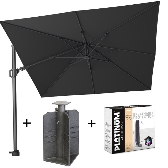 Platinum Challenger T2 300x300 cm antraciet met ingraafbare voet en hoes