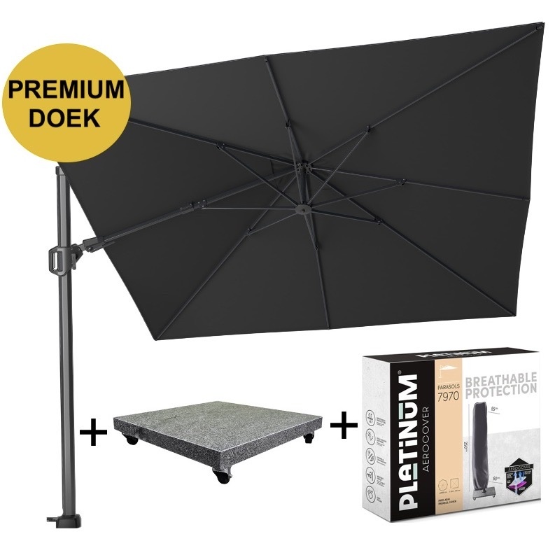 Platinum Challenger T2 Premium 300x300 cm Faded Black met parasolvoet 90kg en hoes