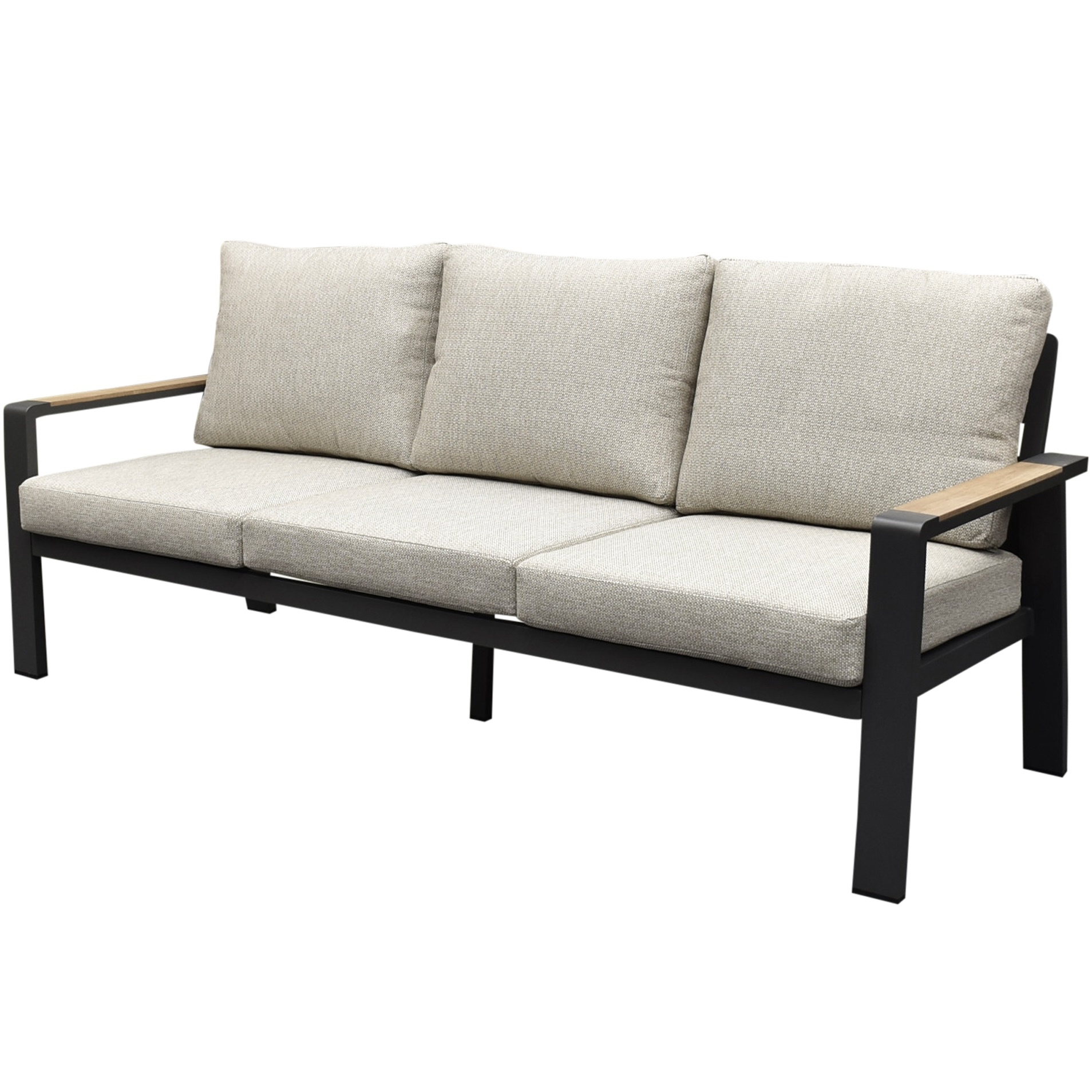 AVH-Collectie Lola 3-zitsbank aluminium antraciet soft grey kussens