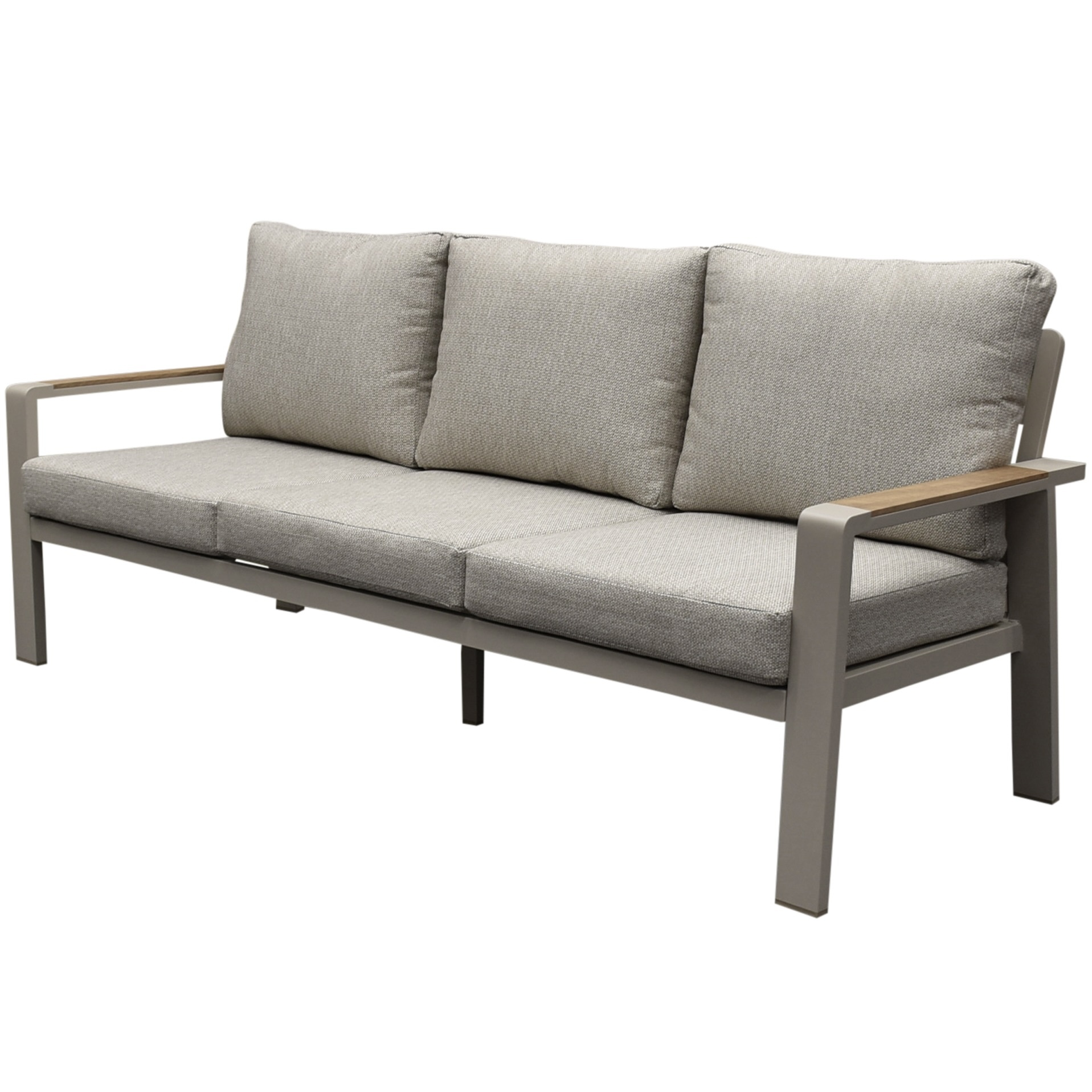 AVH-Collectie Lola 3-zitsbank aluminium latte zand soft grey kussens