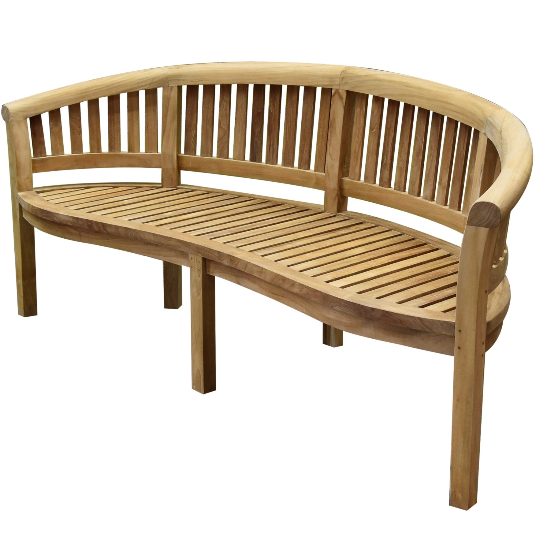 AVH-Collectie Bananen tuinbank 195 cm ronde rugleuning teak