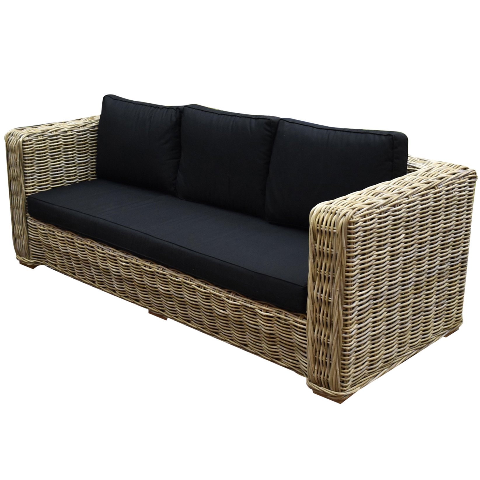 AVH-Collectie Nissah 3-zitsbank naturel rotan - olefin black - urecel foam