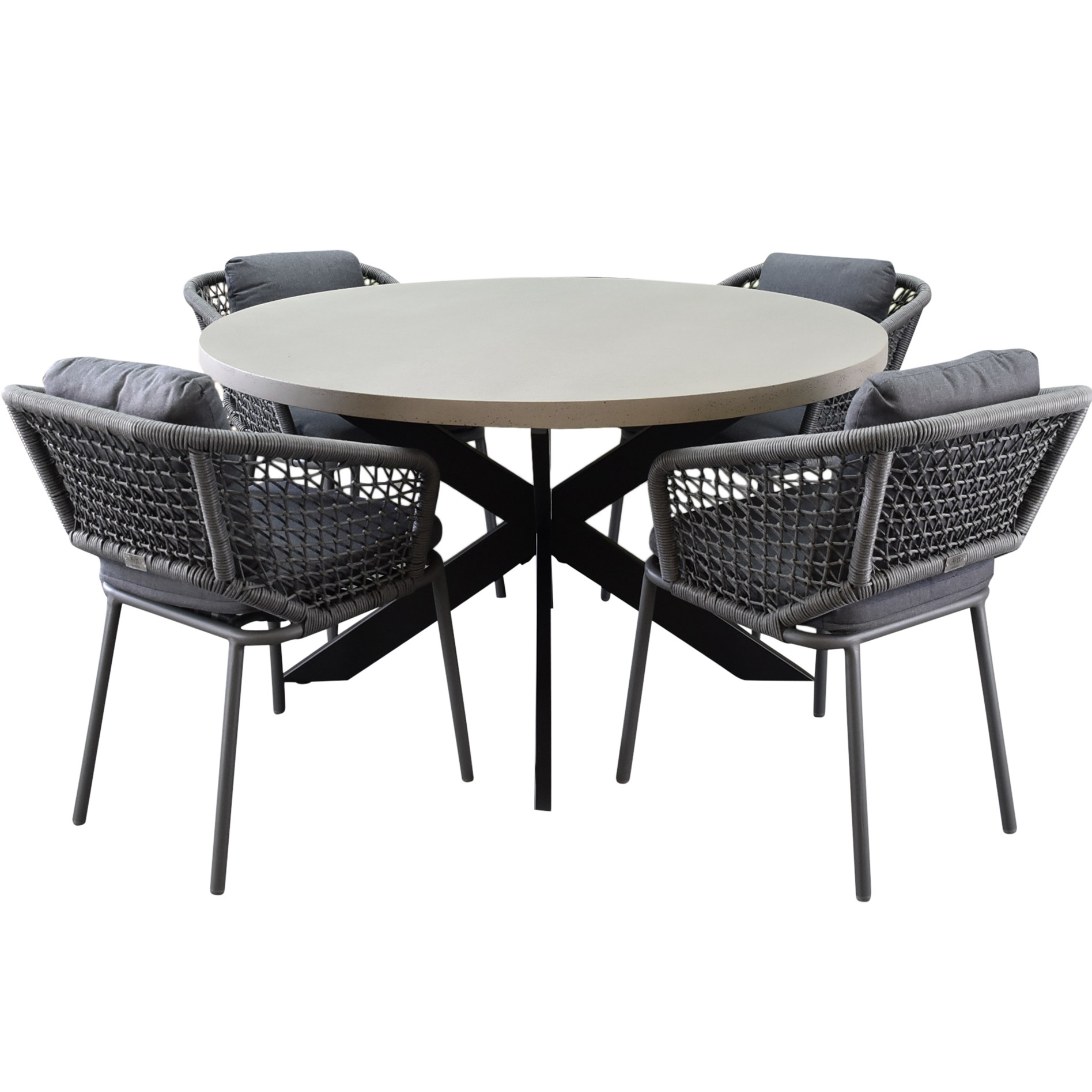 AVH-Collectie Sega Eagle dining tuinset 135xH77 cm rond 5 delig polystone