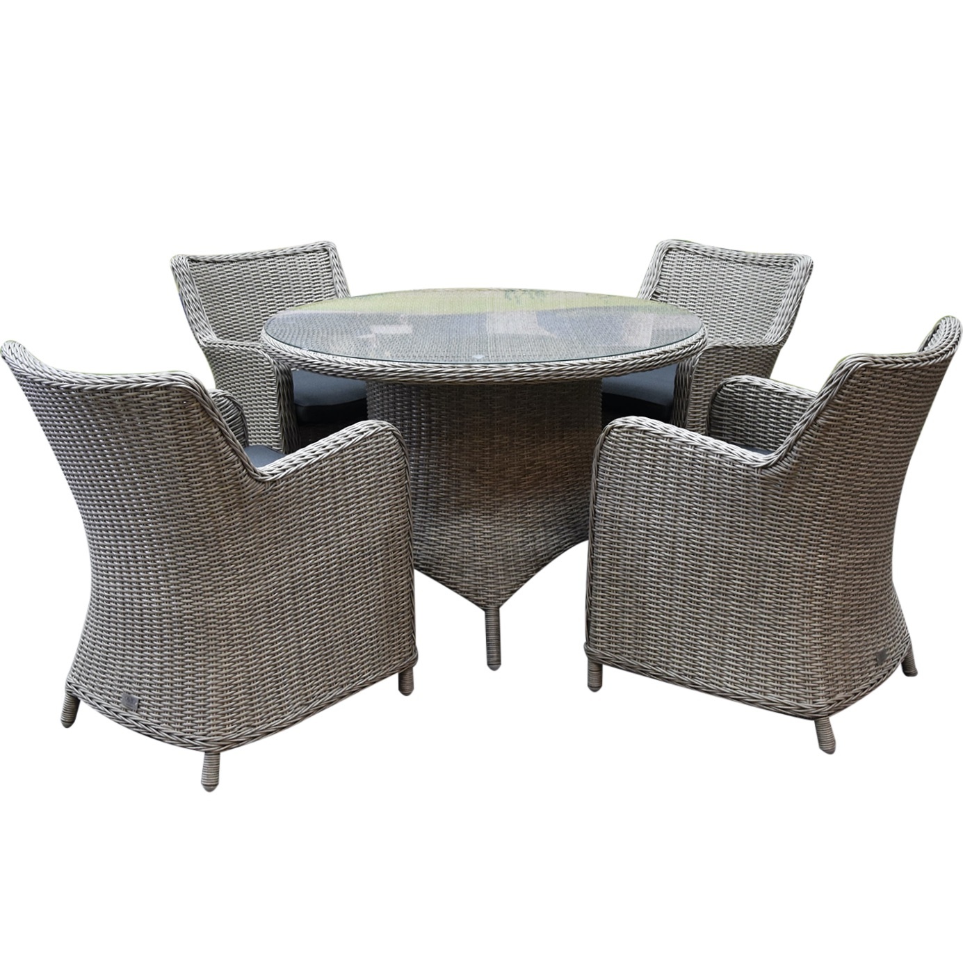 AVH-Collectie Bilbao Riccione dining tuinset 110 cm rond 5-delig grijs