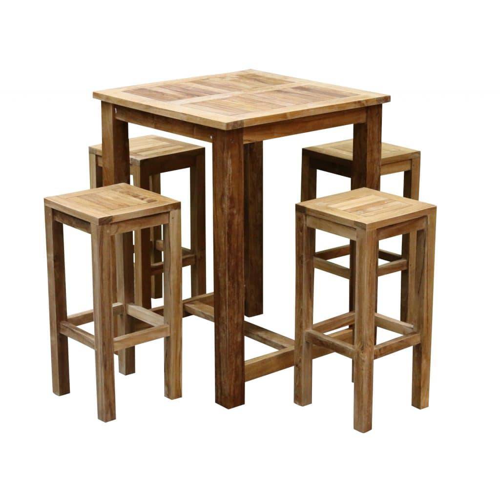 AVH-Collectie Barset Grade A teakhout 80x80xH105 cm 5-delig