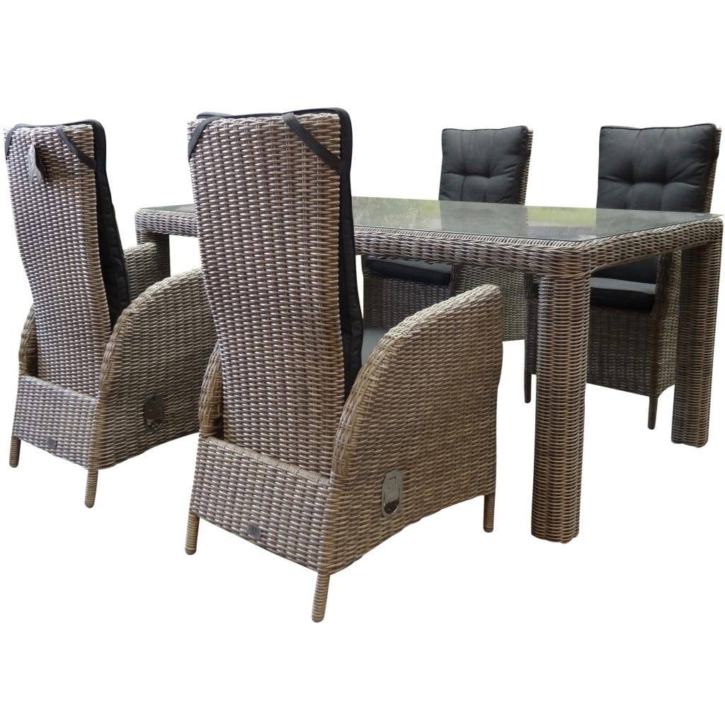 AVH-Collectie Bergamo Menorca dining tuinset 180x100xH75 cm verstelbaar 5-delig grijs