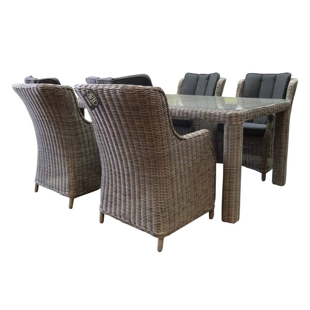 AVH-Collectie Bergamo Darwin dining tuinset 180x100xH75 cm 5-delig grijs