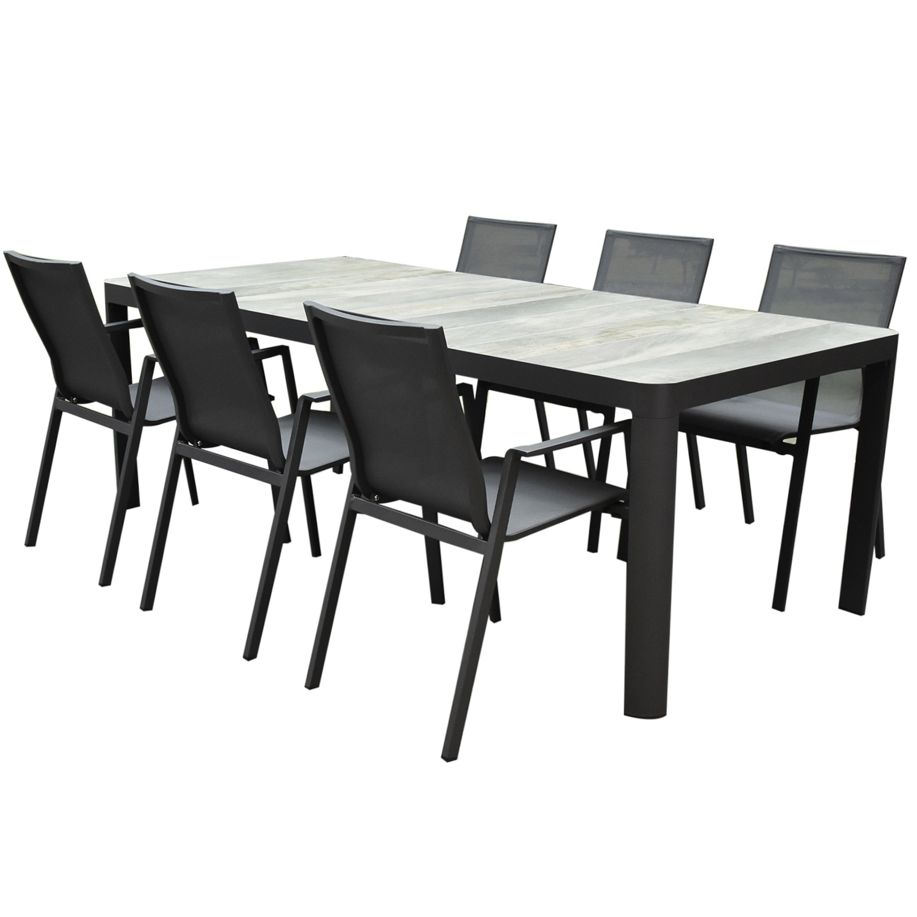 AVH-Collectie New Valley New Delhi dining tuinset 220x100x74,5 cm 7 delig antraciet