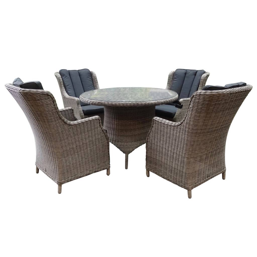 AVH-Collectie Riccione Darwin dining tuinset 110 cm rond 5-delig grijs