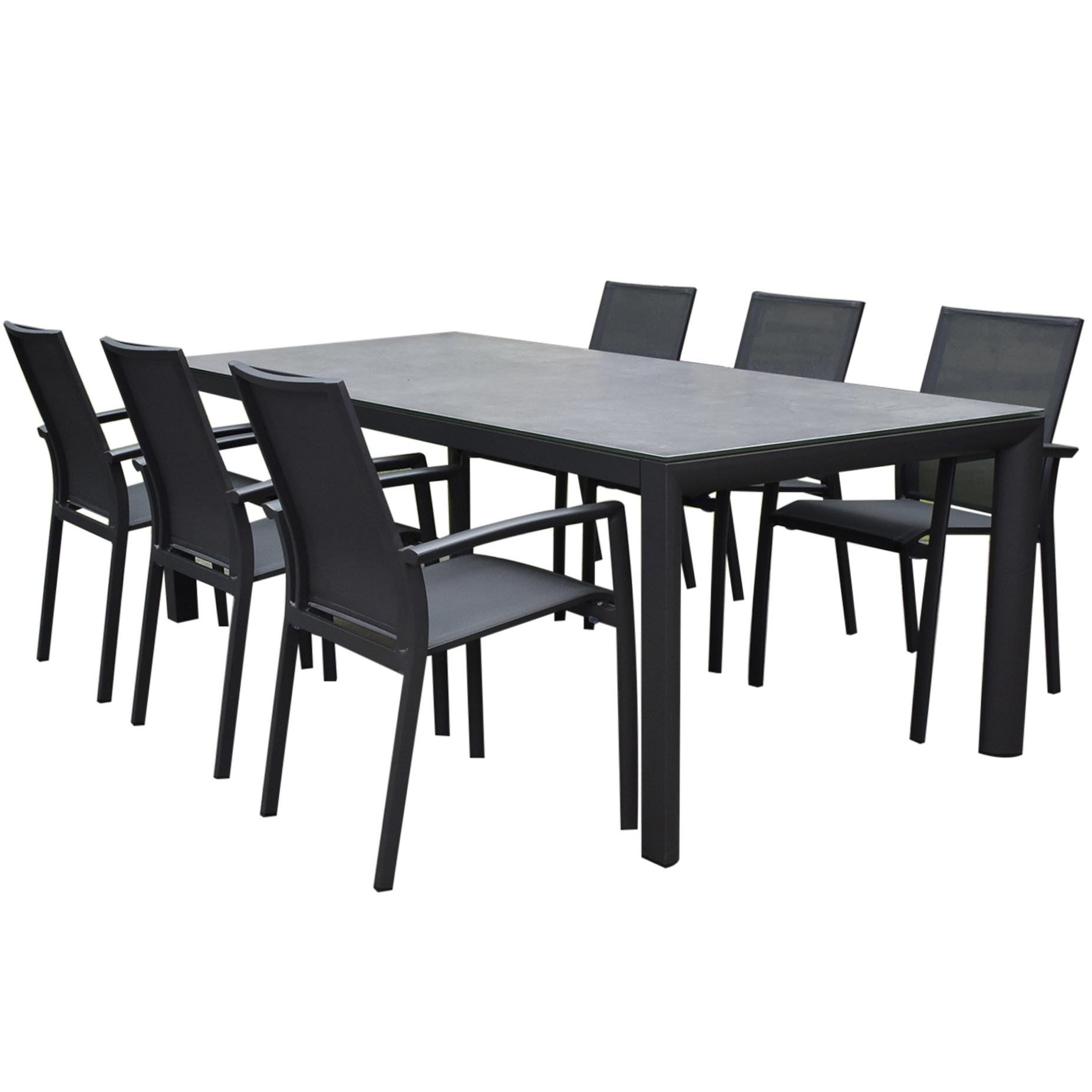 AVH-Collectie Malaga Angora dining tuinset 220x100x74,5 cm 7 delig aluminium