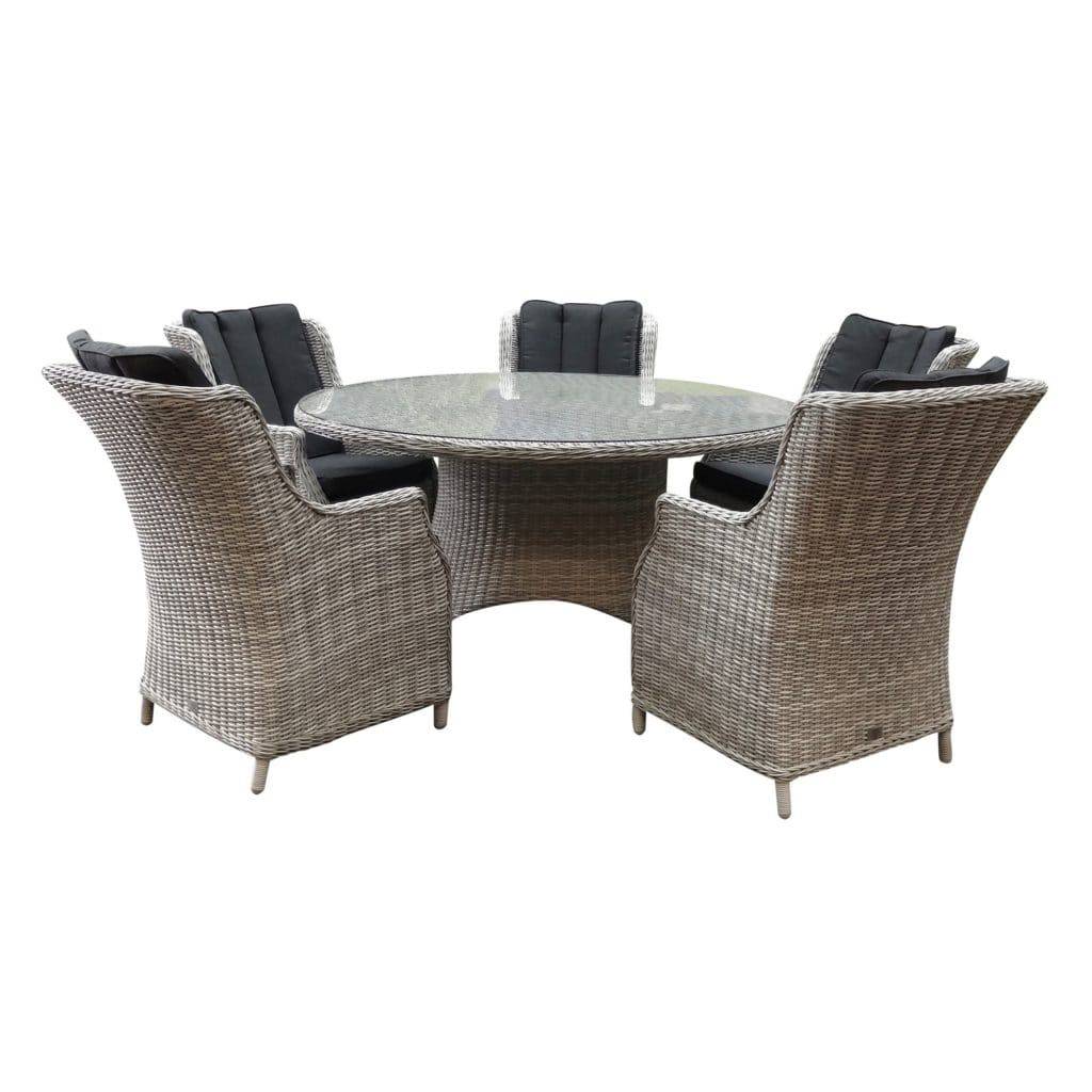 AVH-Collectie Riccione Darwin dining tuinset 150 cm rond 6-delig wit grijs