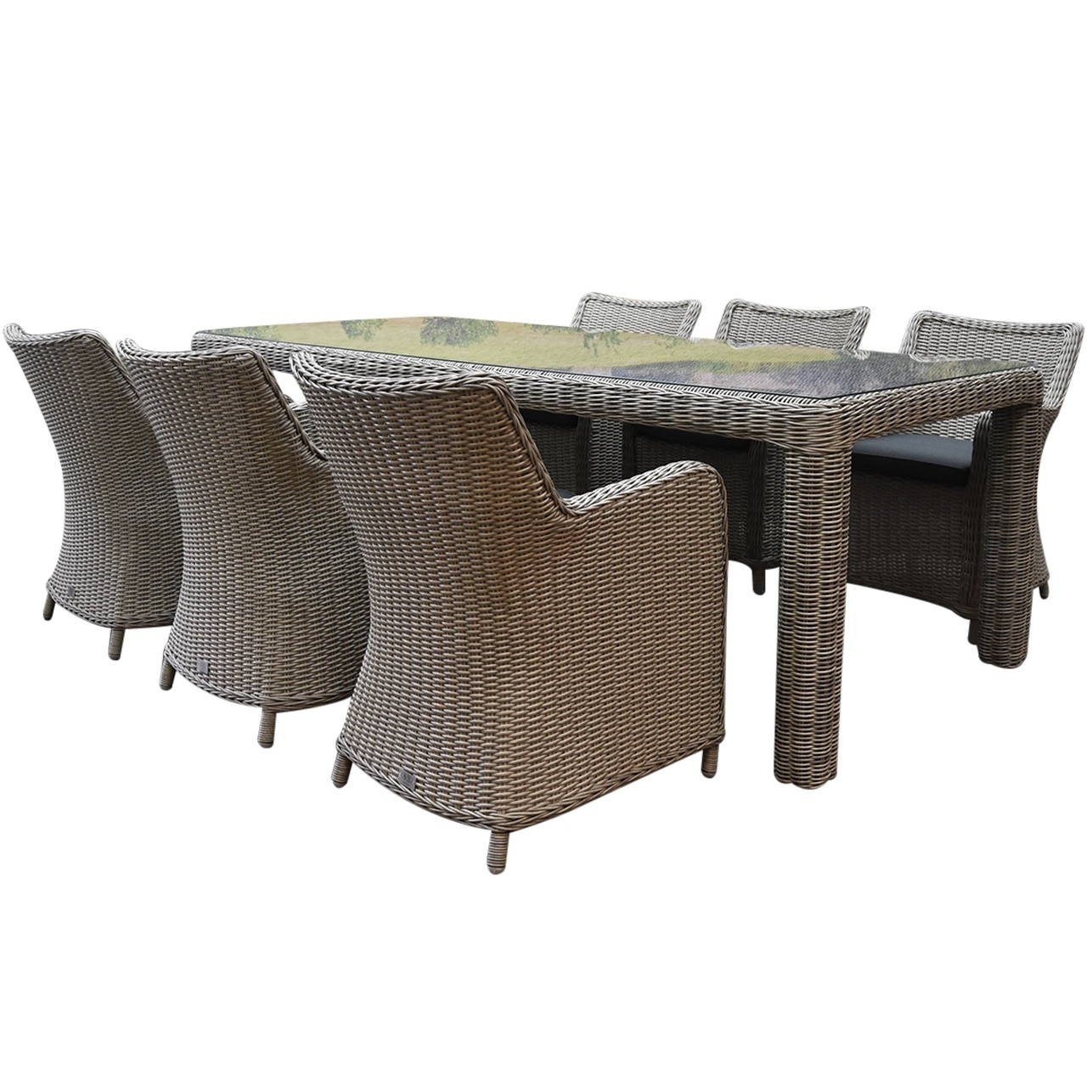 AVH-Collectie Bilbao Bergamo dining tuinset 240x100xH75 cm 7-delig grijs
