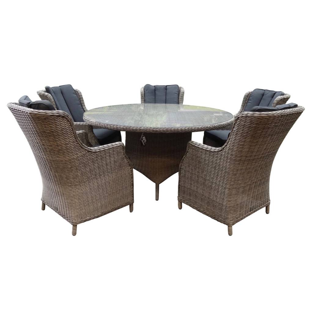 AVH-Collectie Riccione Darwin dining tuinset 150 cm rond 6-delig grijs