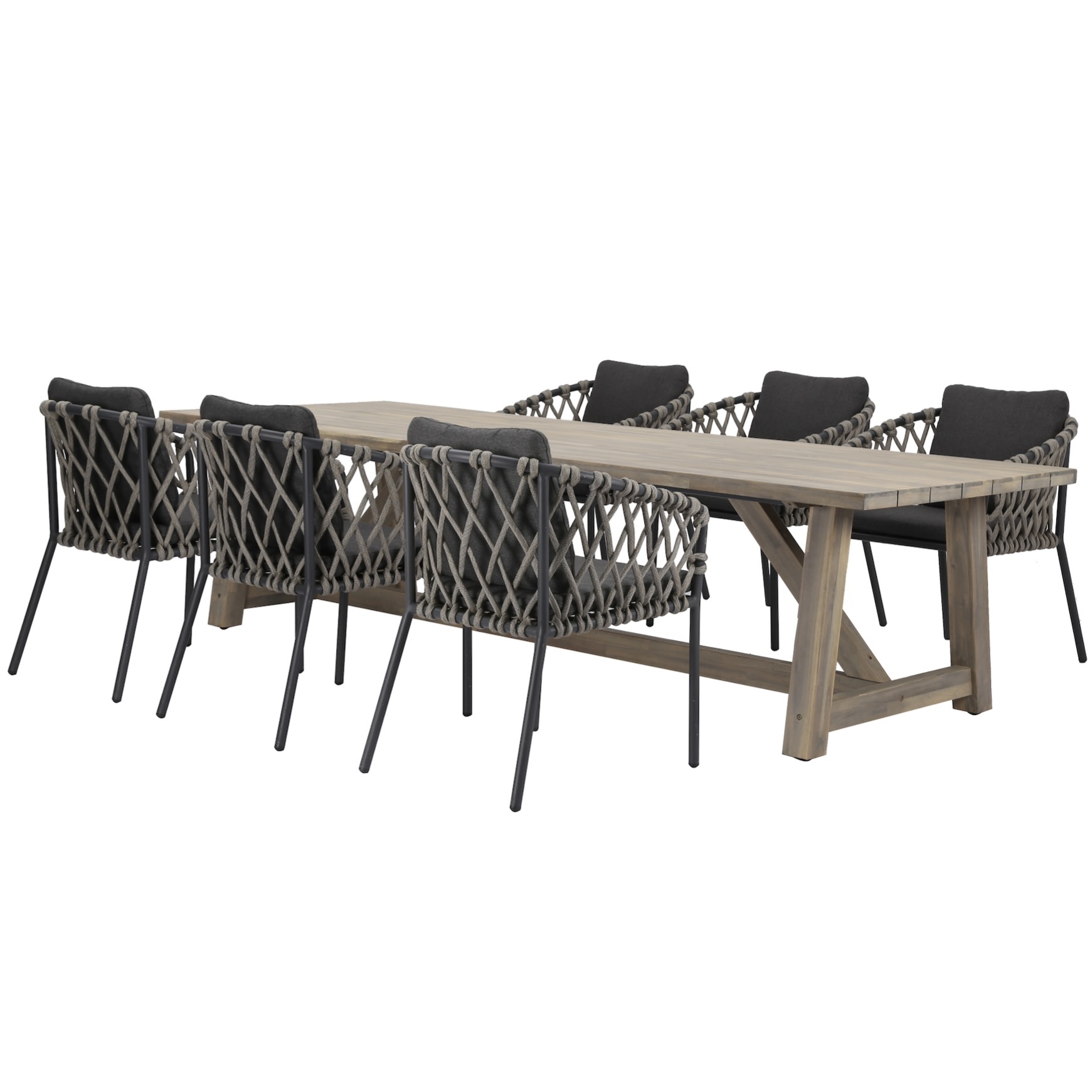 AVH-Collectie Amalfi Ravello dining tuinset  250x100xH76 cm 7 delig rope acacia