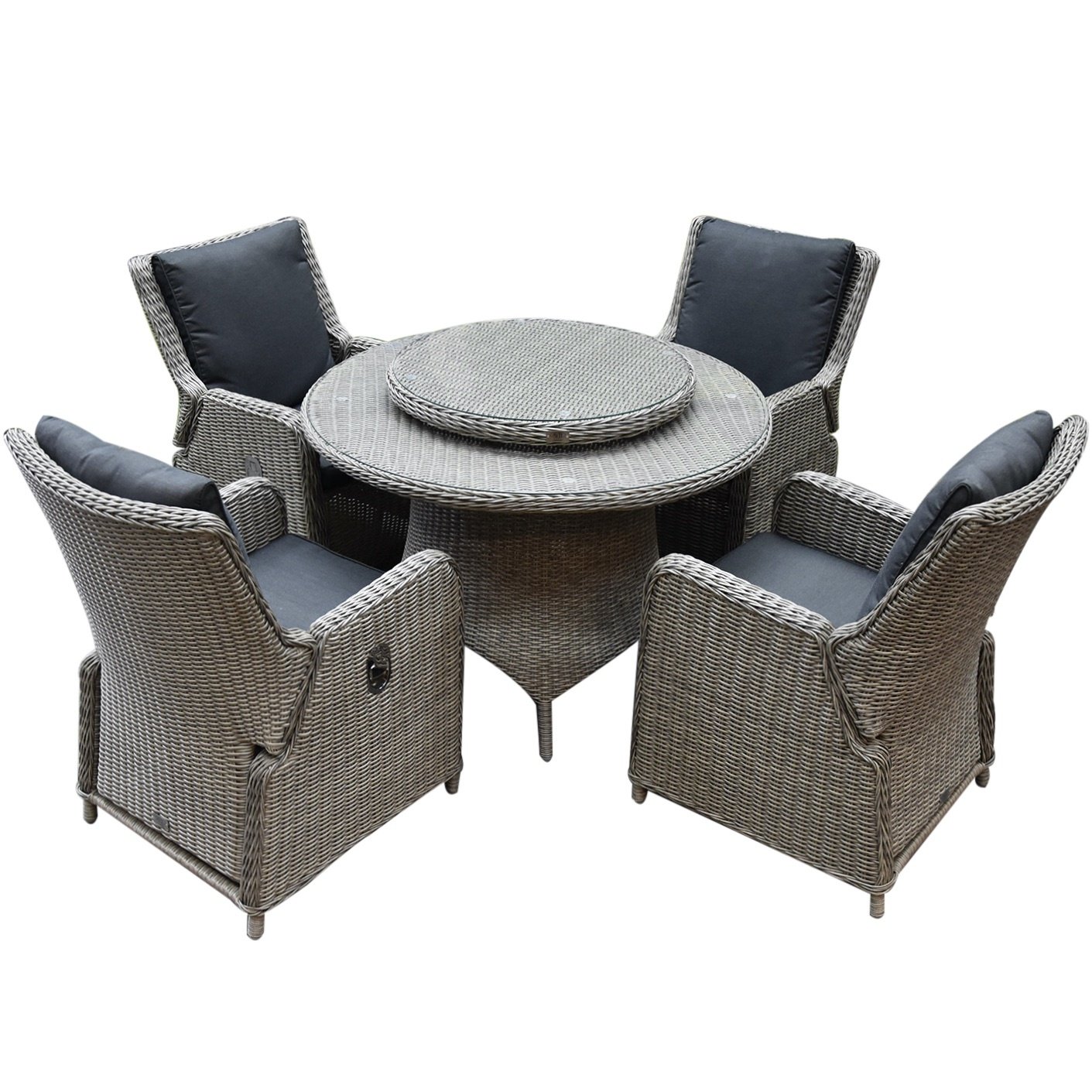 AVH-Collectie Bilbao Riccione dining tuinset 110 cm rond 6-delig grijs verstelbaar