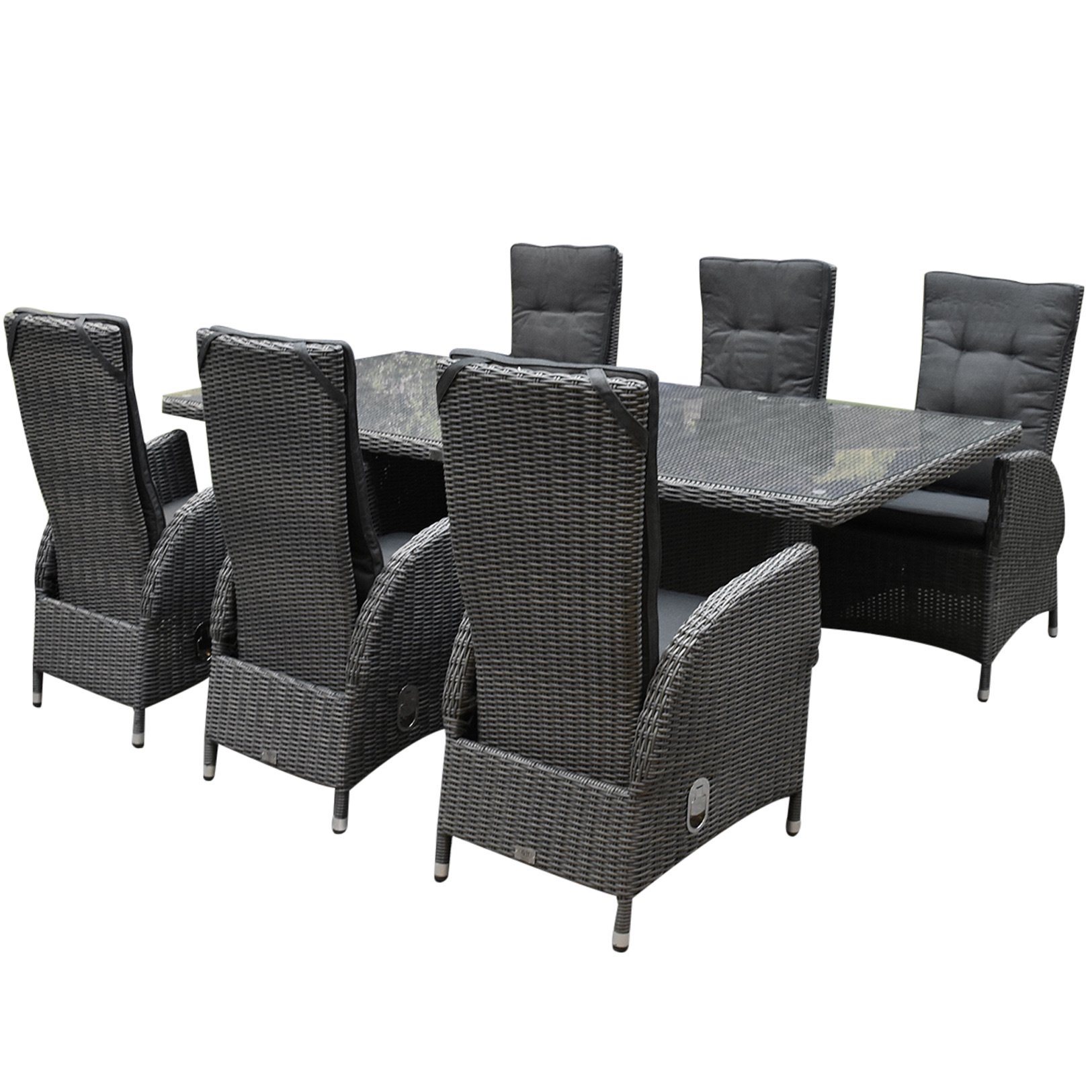 AVH-Collectie Menorca dining tuinset 220x100xH77 cm verstelbaar antraciet