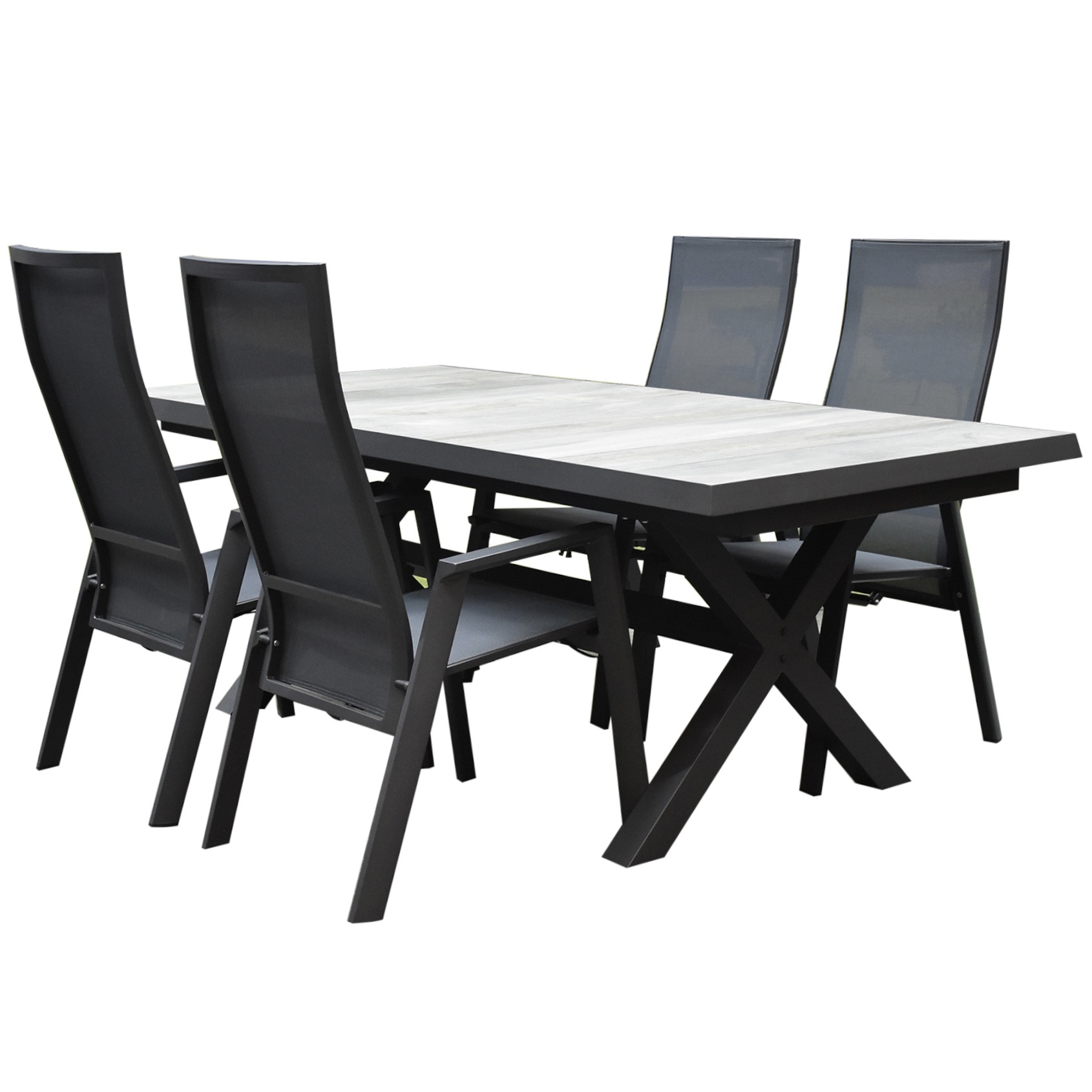 AVH-Collectie Nancy New Delhi dining tuinset uitschuifbaar 204-264x103xH74,5 cm 5 delig verstelbaar