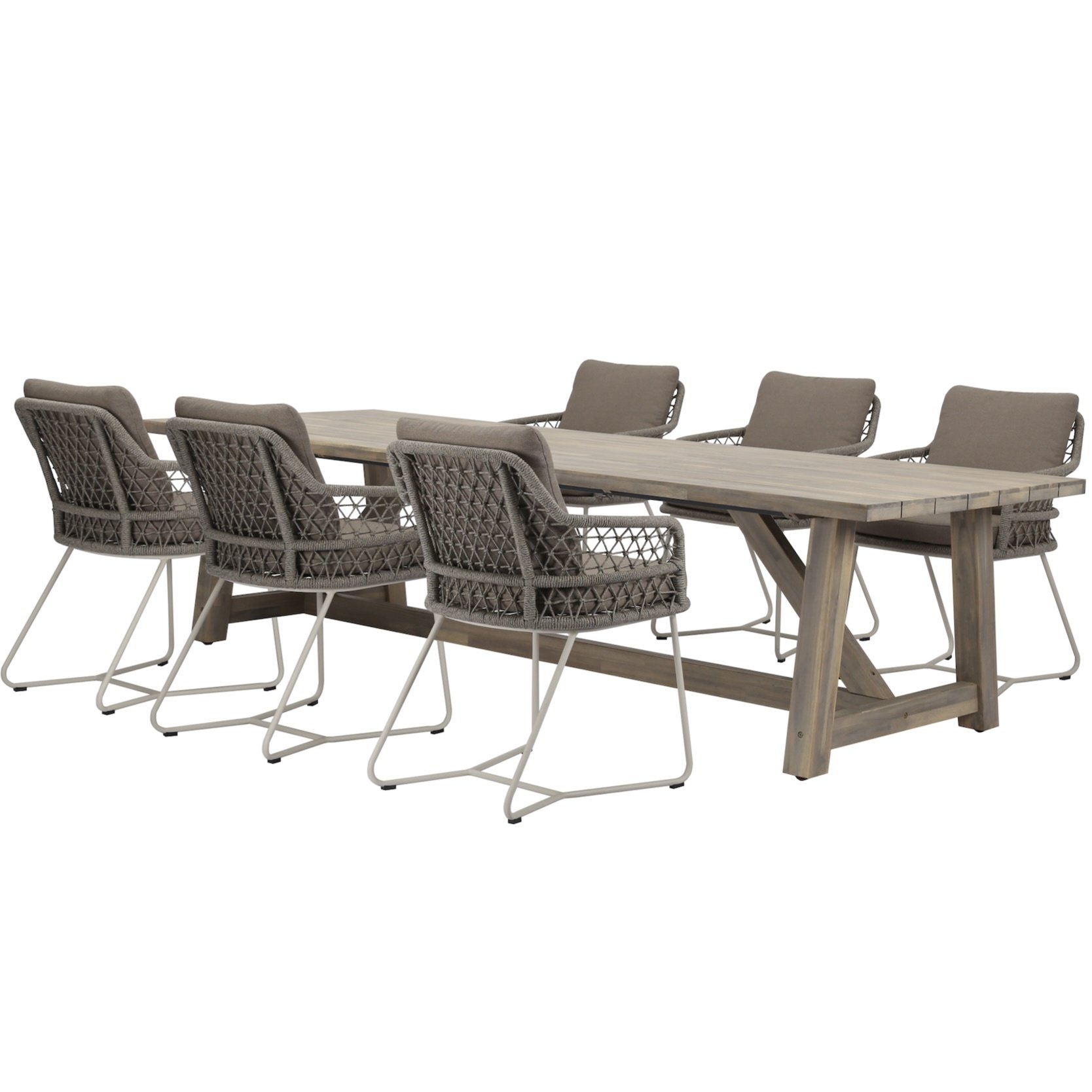 AVH-Collectie Taranto Ravello dining tuinset 250x100xH76 cm 7 delig rope acacia