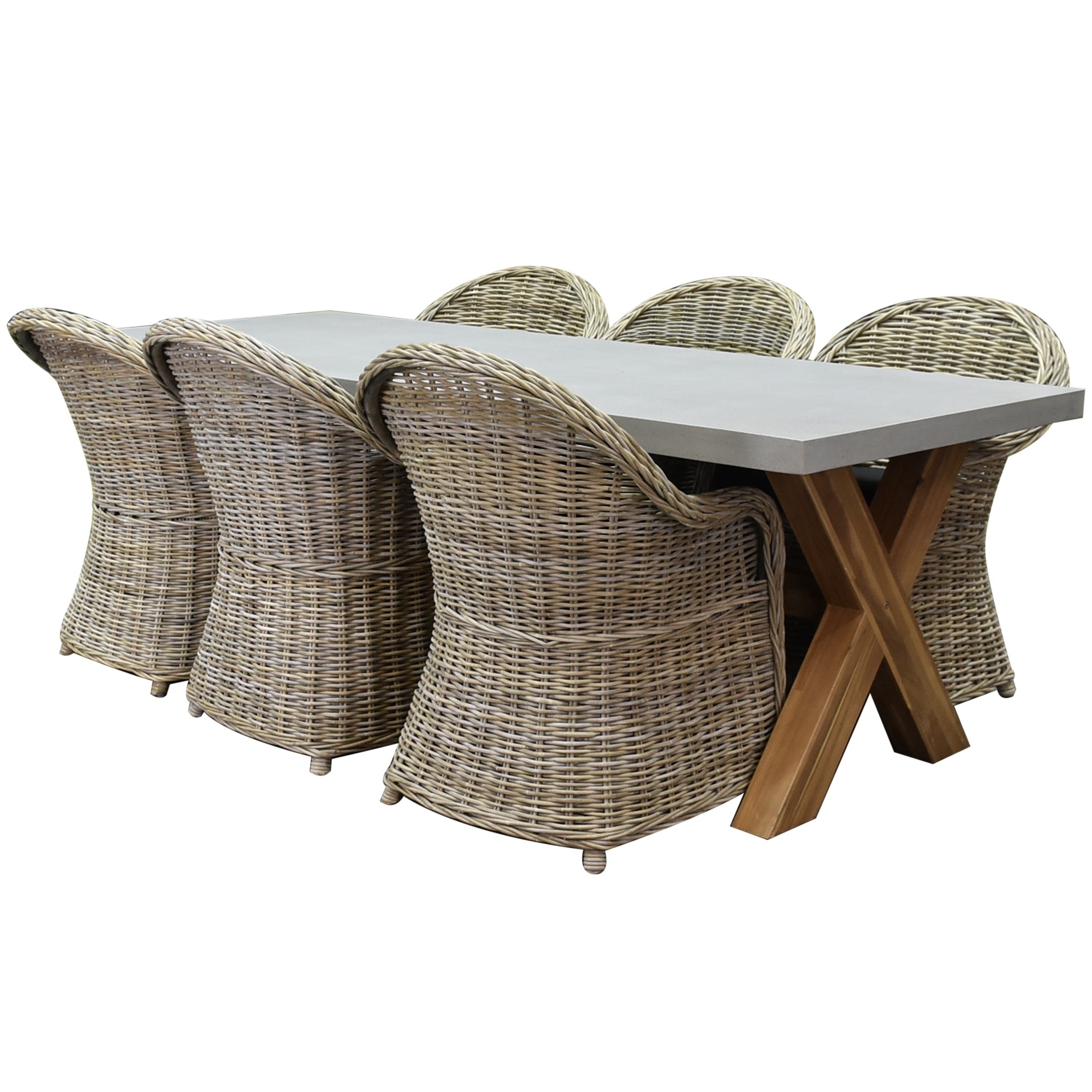 AVH-Collectie Norwich Roma dining tuinset 240x100xH77 cm 7-delig Rotan