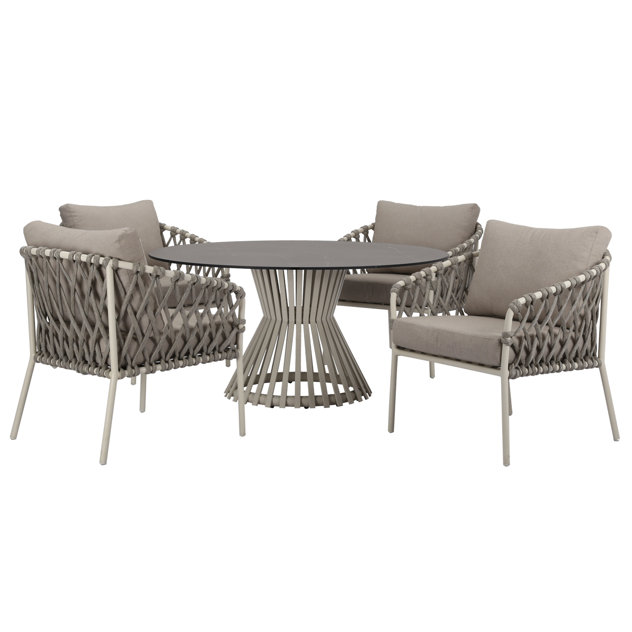 AVH-Collectie Amalfi Pasadena low dining tuinset 5 delig latte