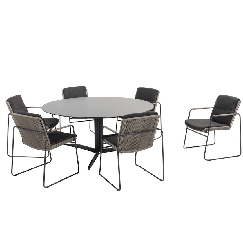 4 Seasons Outdoor Embrace Parma dining tuinset 160 cm rond 7 delig taupe 