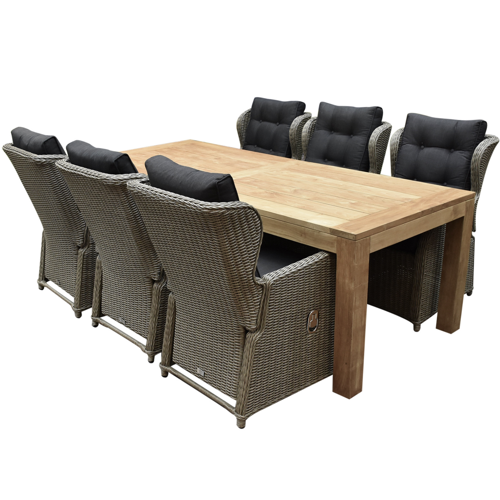 AVH-Collectie Ibiza Krista dining tuinset 240x100xH77 cm 7 delig verstelbaar grijs