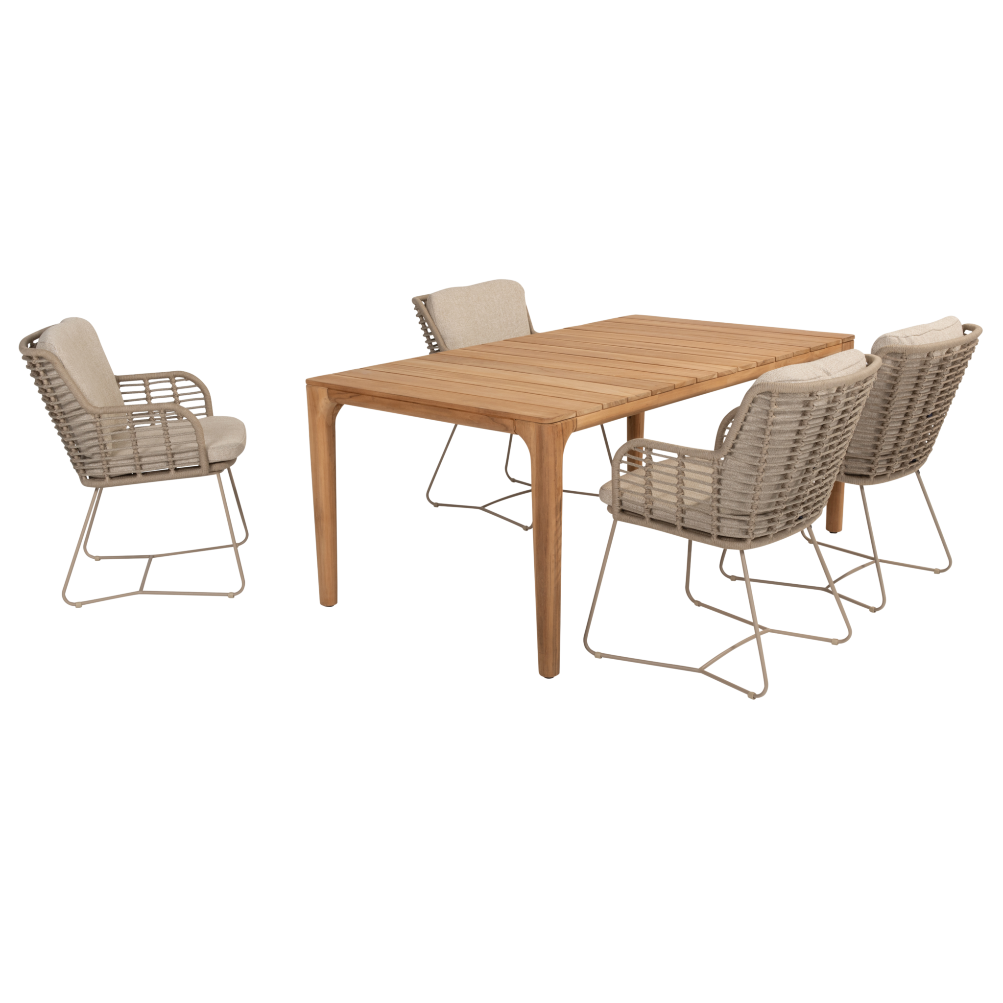 4 Seasons Outdoor Liam Fabrice dining tuinset 5 delig 180x100xH75 cm teak latte 
