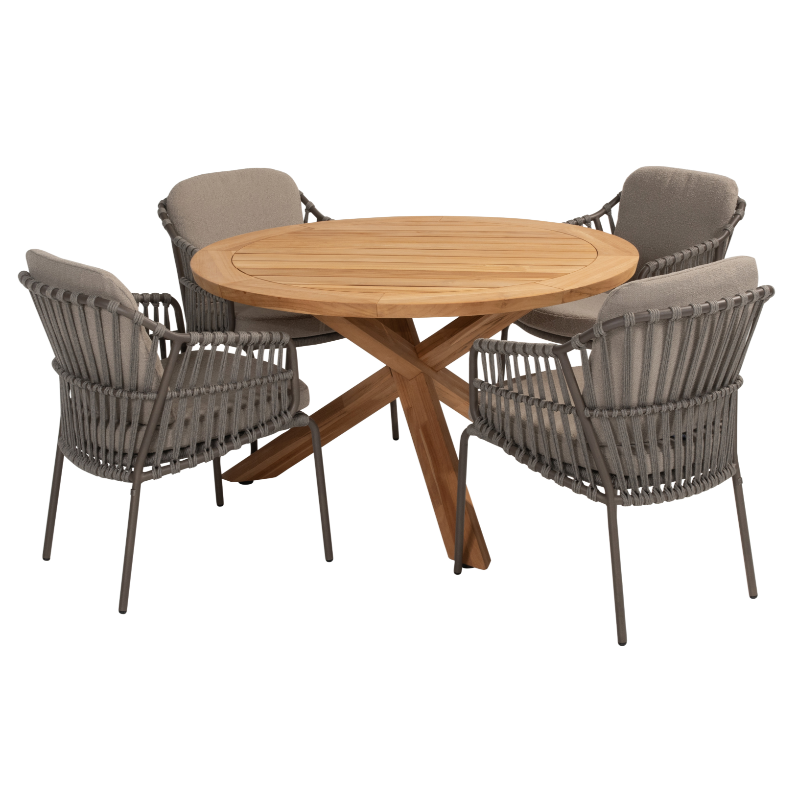 4 Seasons Outdoor Prado Capalbio dining tuinset 130xH75 cm rond 5 delig teak terre 