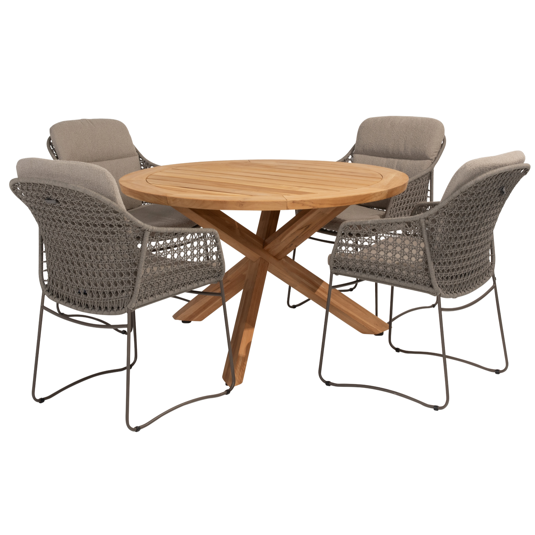 4 Seasons Outdoor Prado Moretti dining tuinset 5 delig 130 cm rond teak terre 