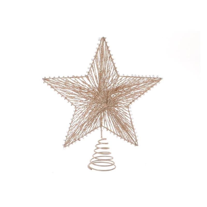 HBX natural living Piek Ster Spiraal Glitter 20xh23cm goud