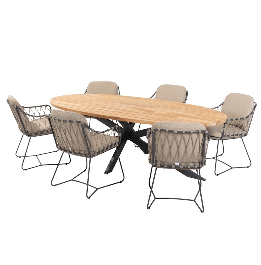 Taste 4SO Prego Prado dining tuinset 240x115xH75 cm 7 delig taupe 4 Seasons Outdoor