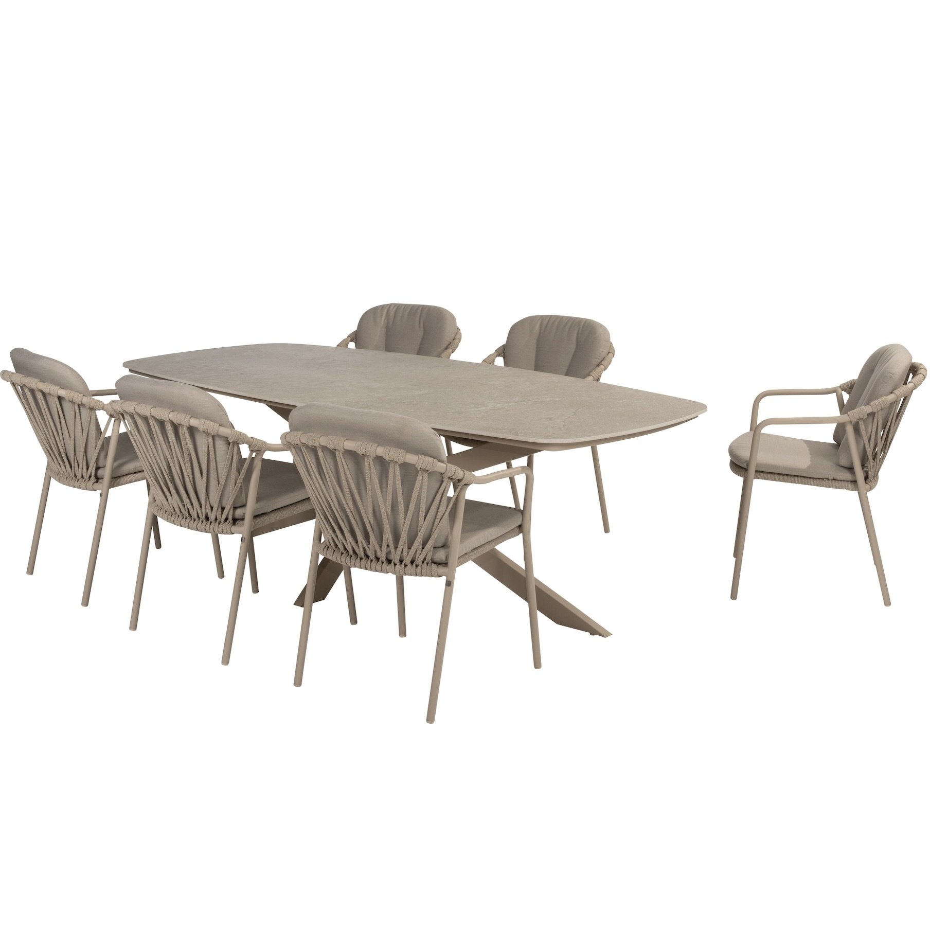Taste 4SO Manitoba Prado dining tuinset 240x105xH75 cm 7 delig latte met keramisch deens ovaal blad 