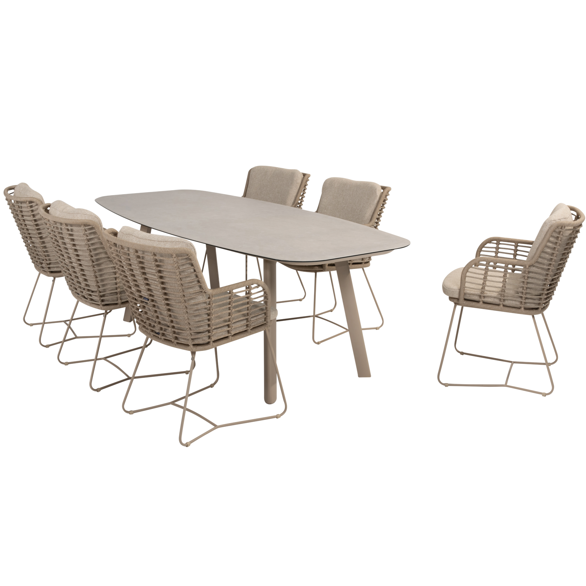 4 Seasons Outdoor Manolo Fabrice dining tuinset 7 delig 240x103xH75 cm keramiek latte 
