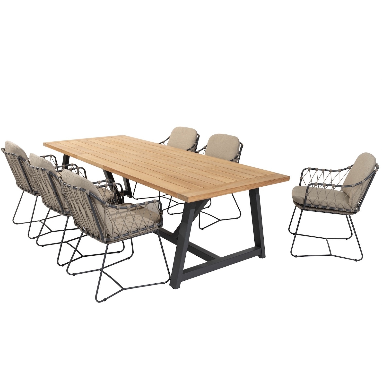 4 Seasons Outdoor Noah Prego dining tuinset 260x100xH75 cm 7 delig taupe 