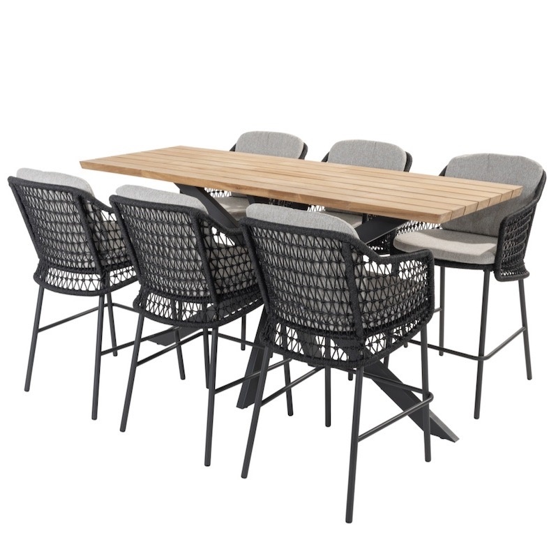 4 Seasons Outdoor Prado Tramonti barset 200x70x105 cm 7 delig aluminium teak antraciet 