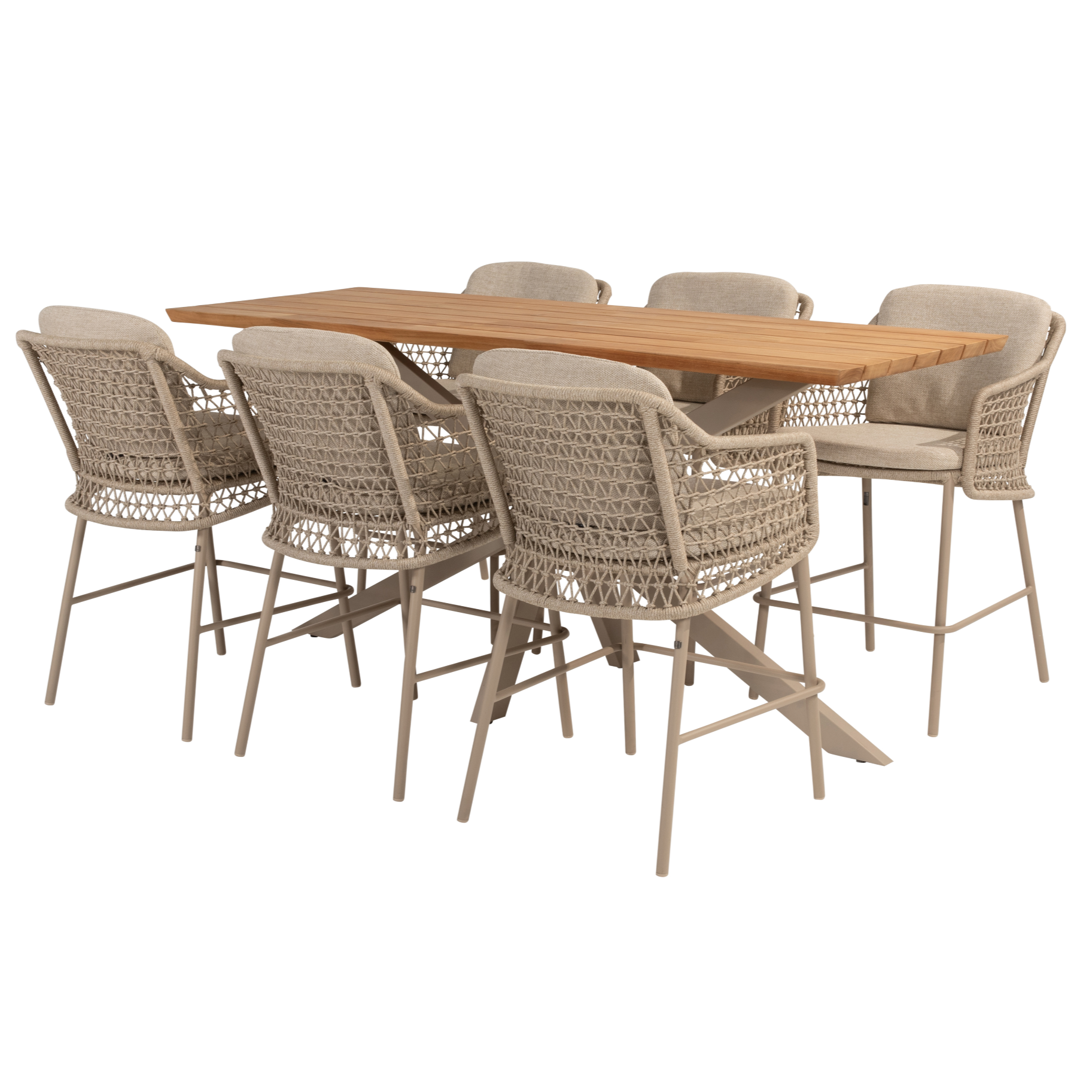 4 Seasons Outdoor Prado Tramonti barset 7 delig 200x70xH105 teak latte 