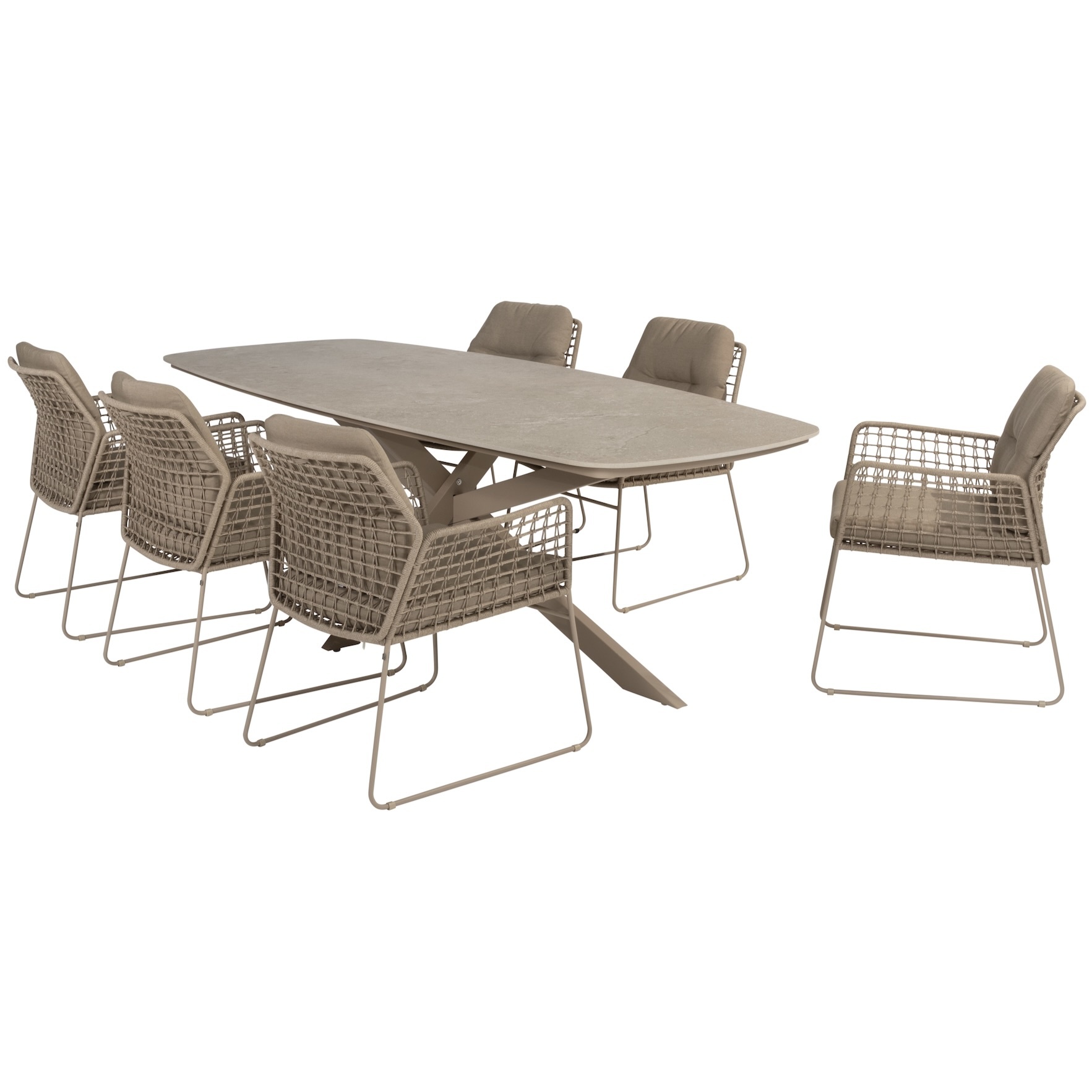 Taste 4SO Albano Prado dining tuinset 240x105xH75 cm 7 delig latte met keramisch deens ovaal blad 