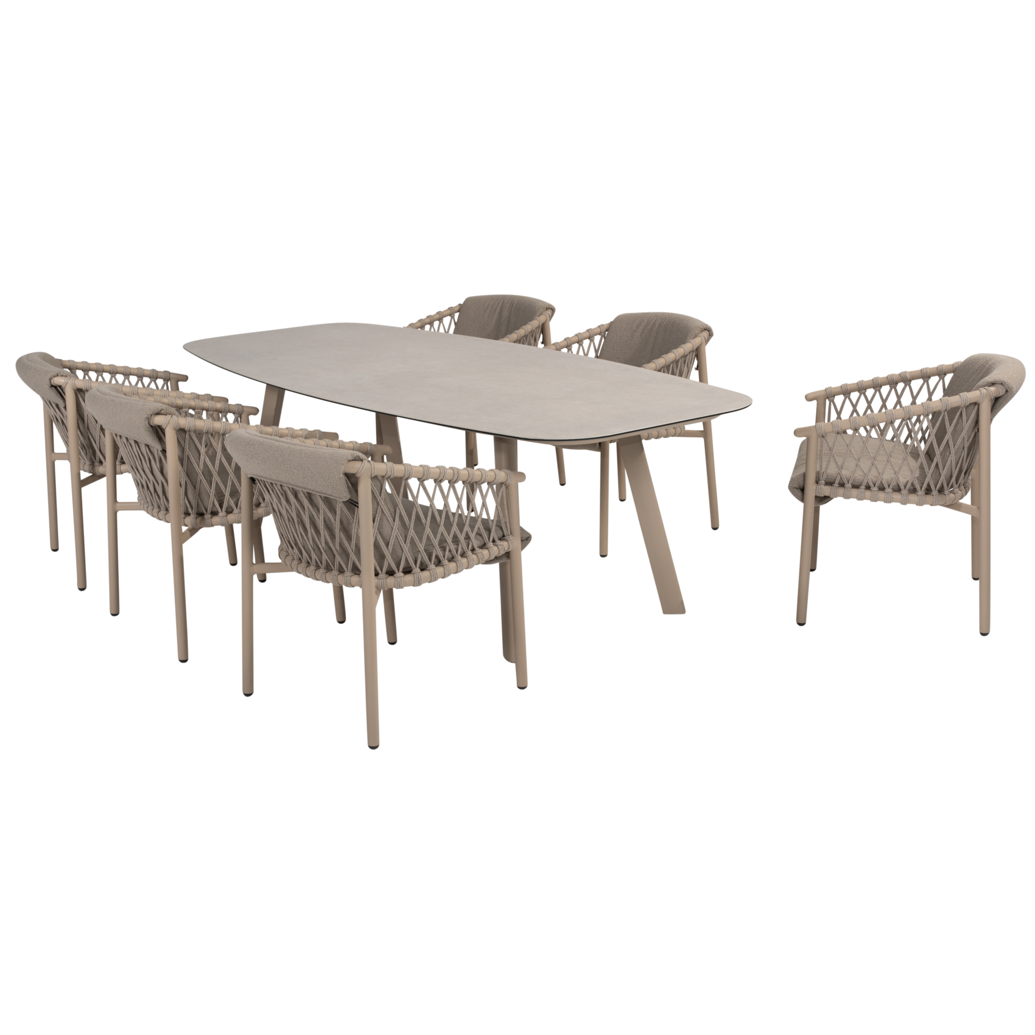 4 Seasons Outdoor Manolo Allora dining tuinset 240x103xH75 cm 7 delig printed ceramic latte 