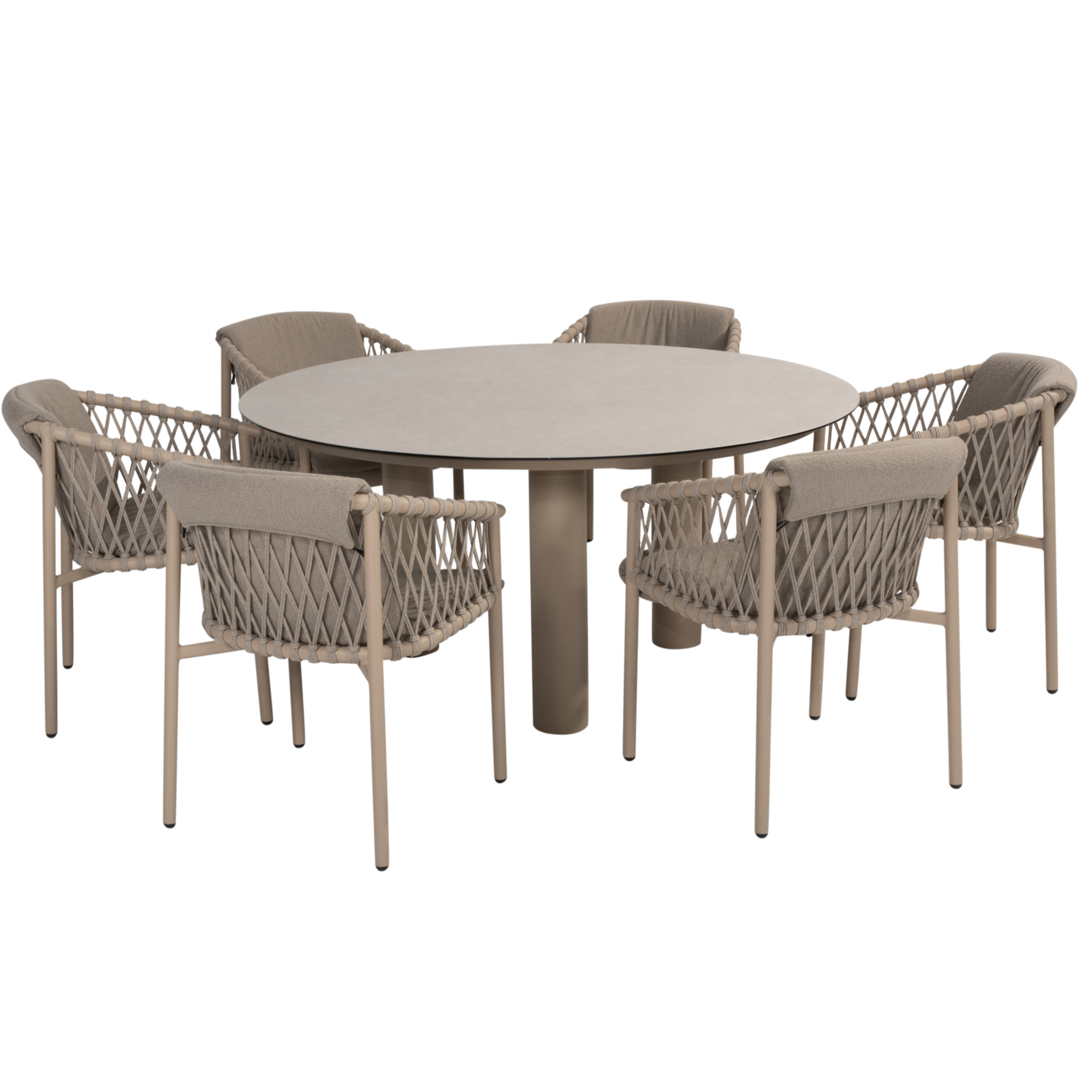 4 Seasons Outdoor Donato Allora dining tuinset 160xH75 7 delig printed ceramic latte 