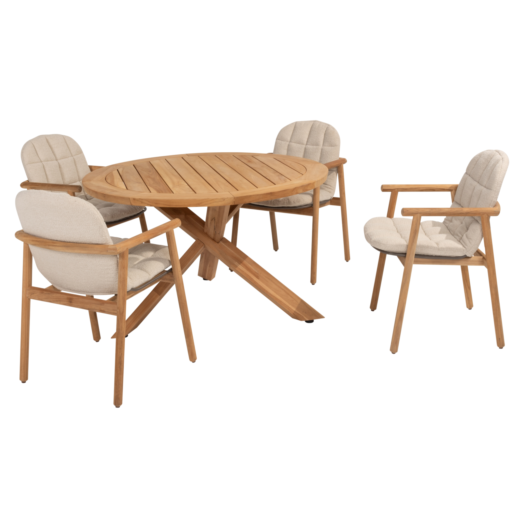4 Seasons Outdoor Prado Samos dining tuinset 5 delig 130 cm rond teak terre 