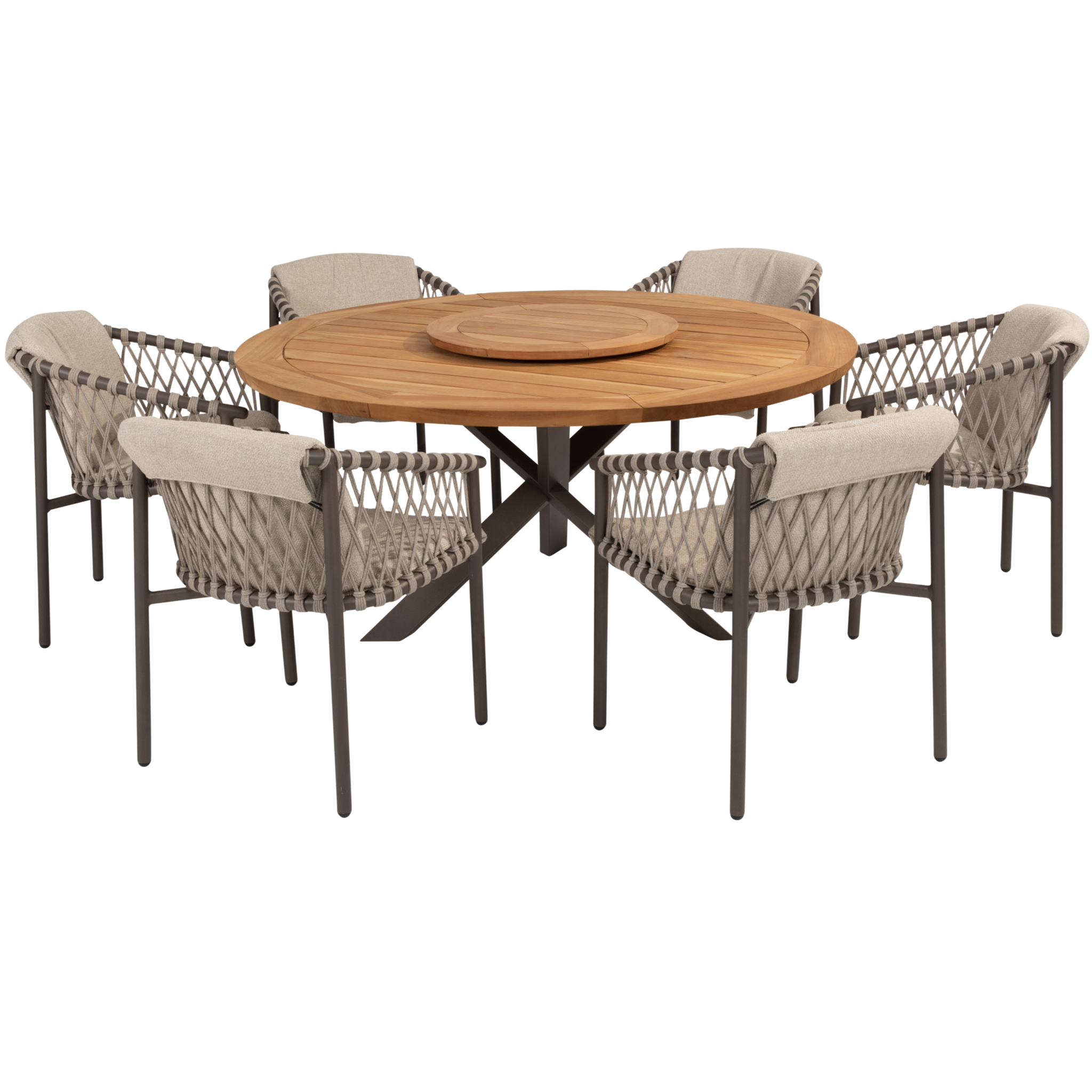 4 Seasons Outdoor Prado Allora dining tuinset 160 cm rond 7 delig latte terre 