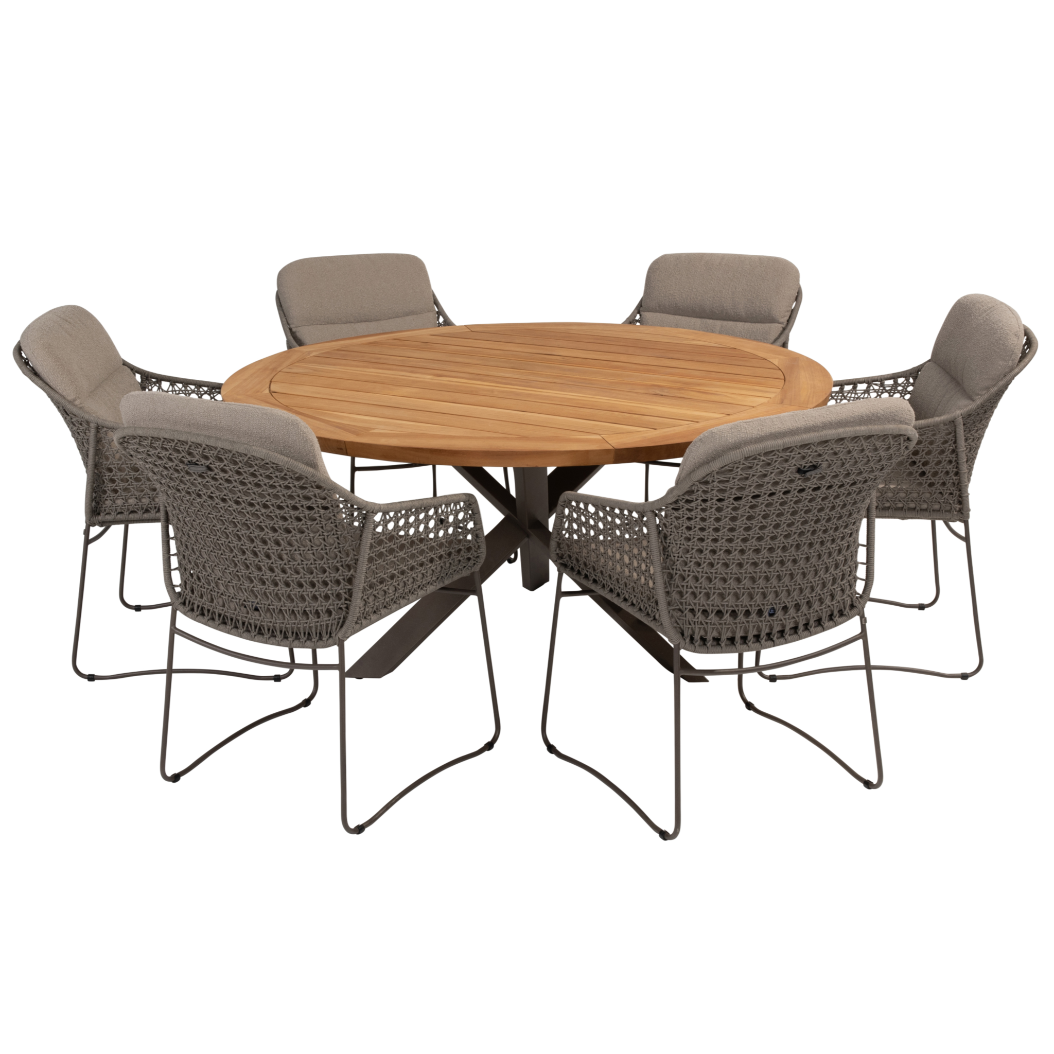 4 Seasons Outdoor Prado Moretti dining tuinset 7 delig  160 cm rond teak terre 
