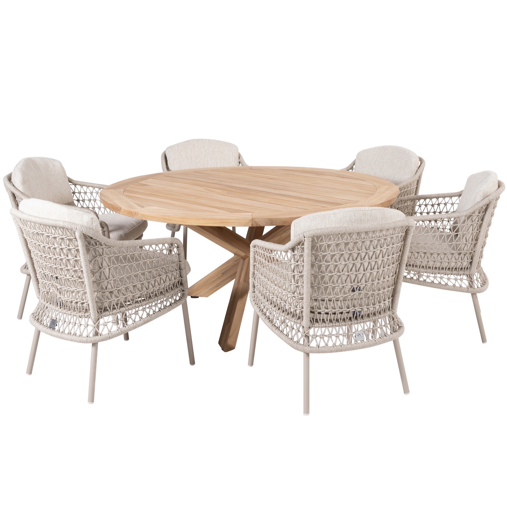 4 Seasons Outdoor Puccini Prado dining tuinset 160 cm rond 7 delig teak 