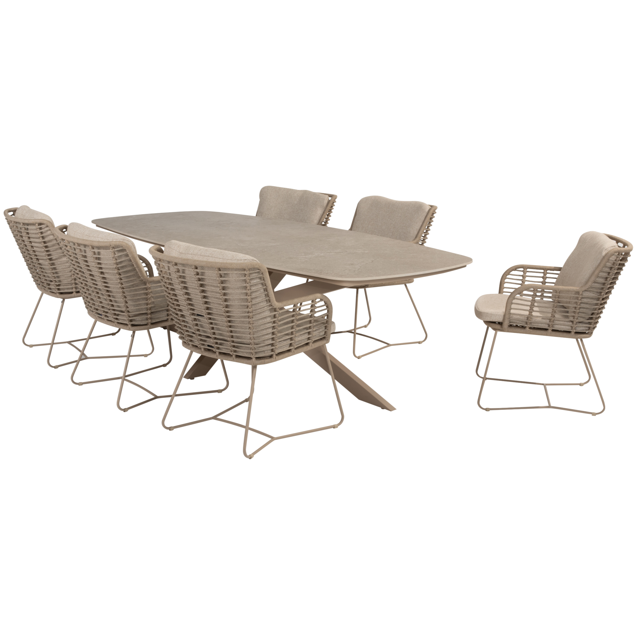 4 Seasons Outdoor Prado Fabrice dining tuinset 7 delig  240x105xH75 cm keramiek latte 